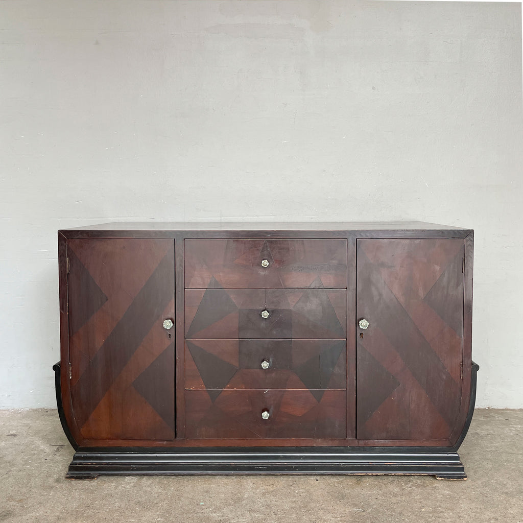 Vintage Sideboard with Geometric Marquetry