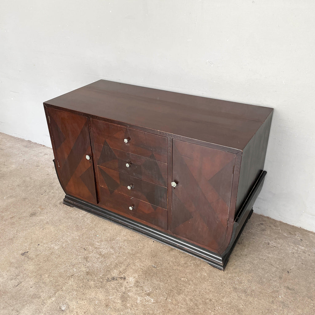 Vintage Sideboard with Geometric Marquetry