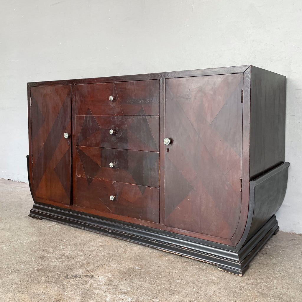 Vintage Sideboard with Geometric Marquetry
