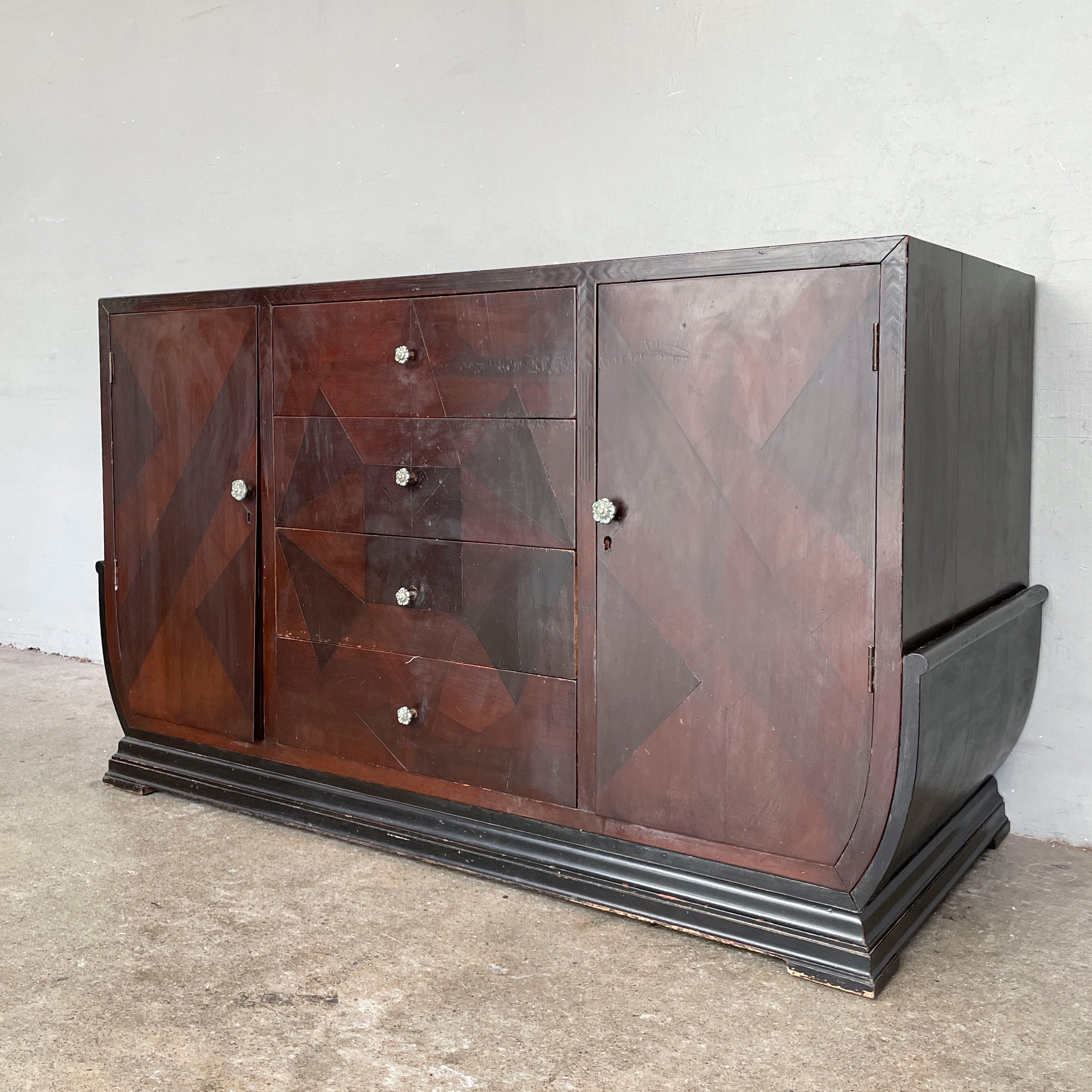 Vintage Sideboard with Geometric Marquetry