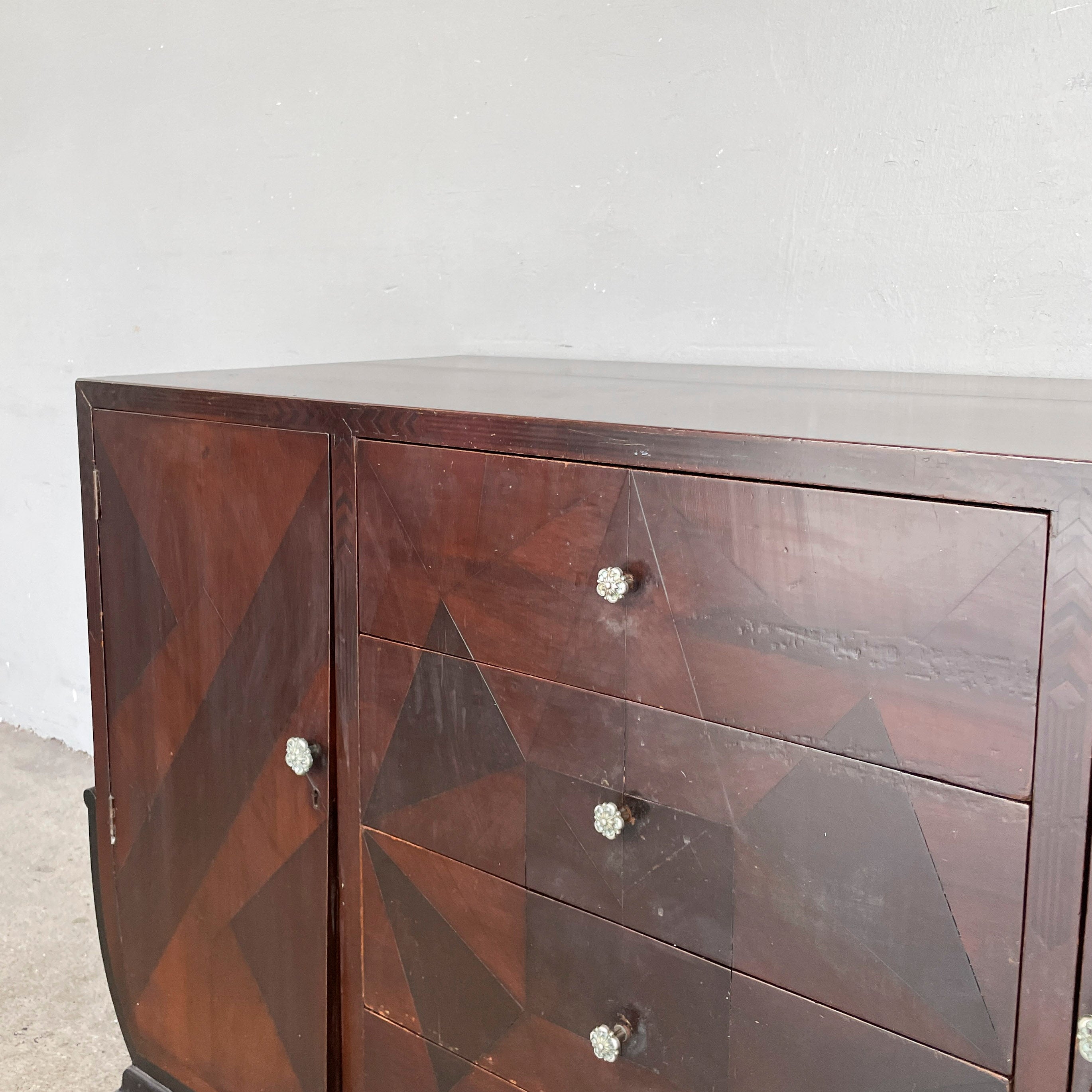 Vintage Sideboard with Geometric Marquetry