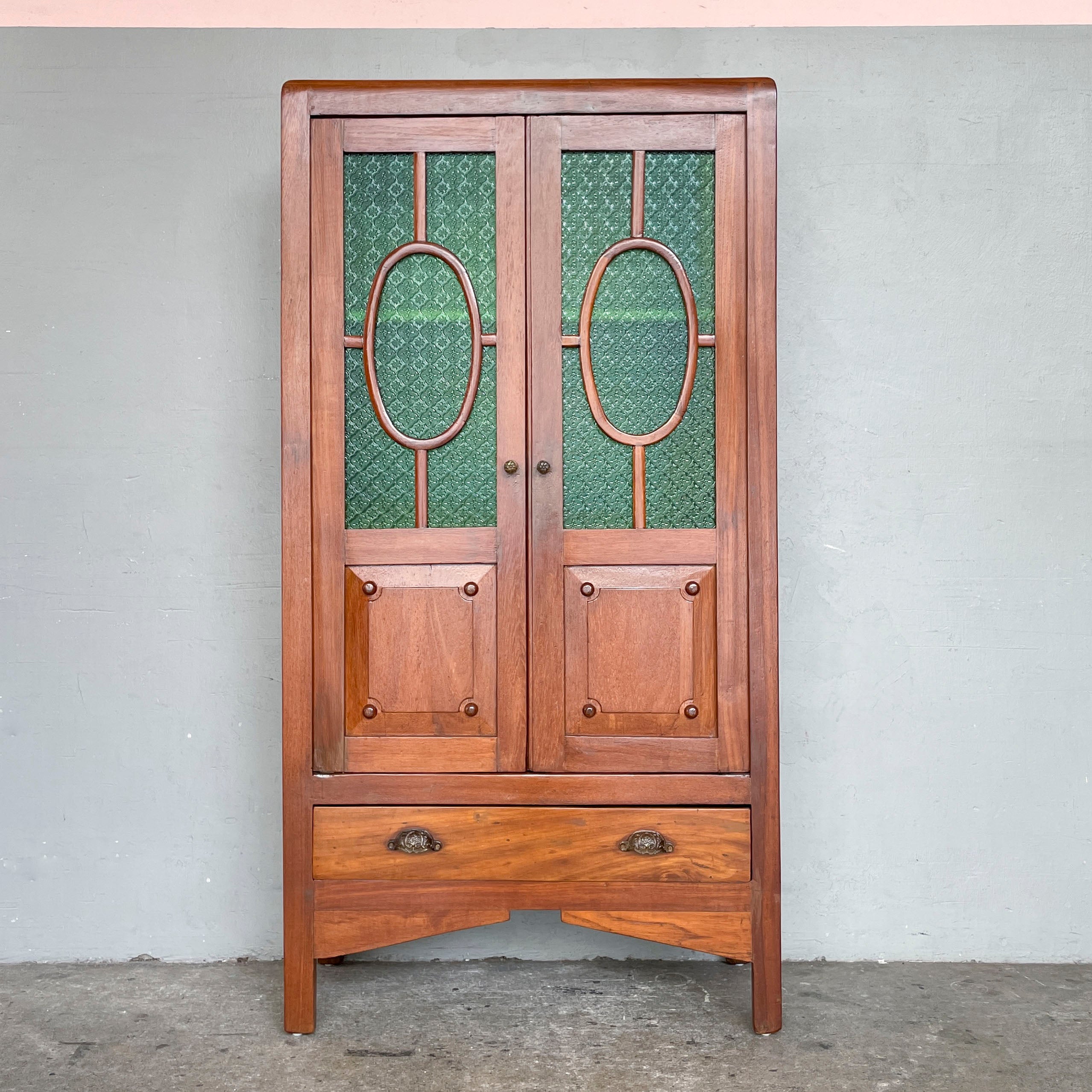 Refurbished Art Deco-Style Stained Glass Cabinet