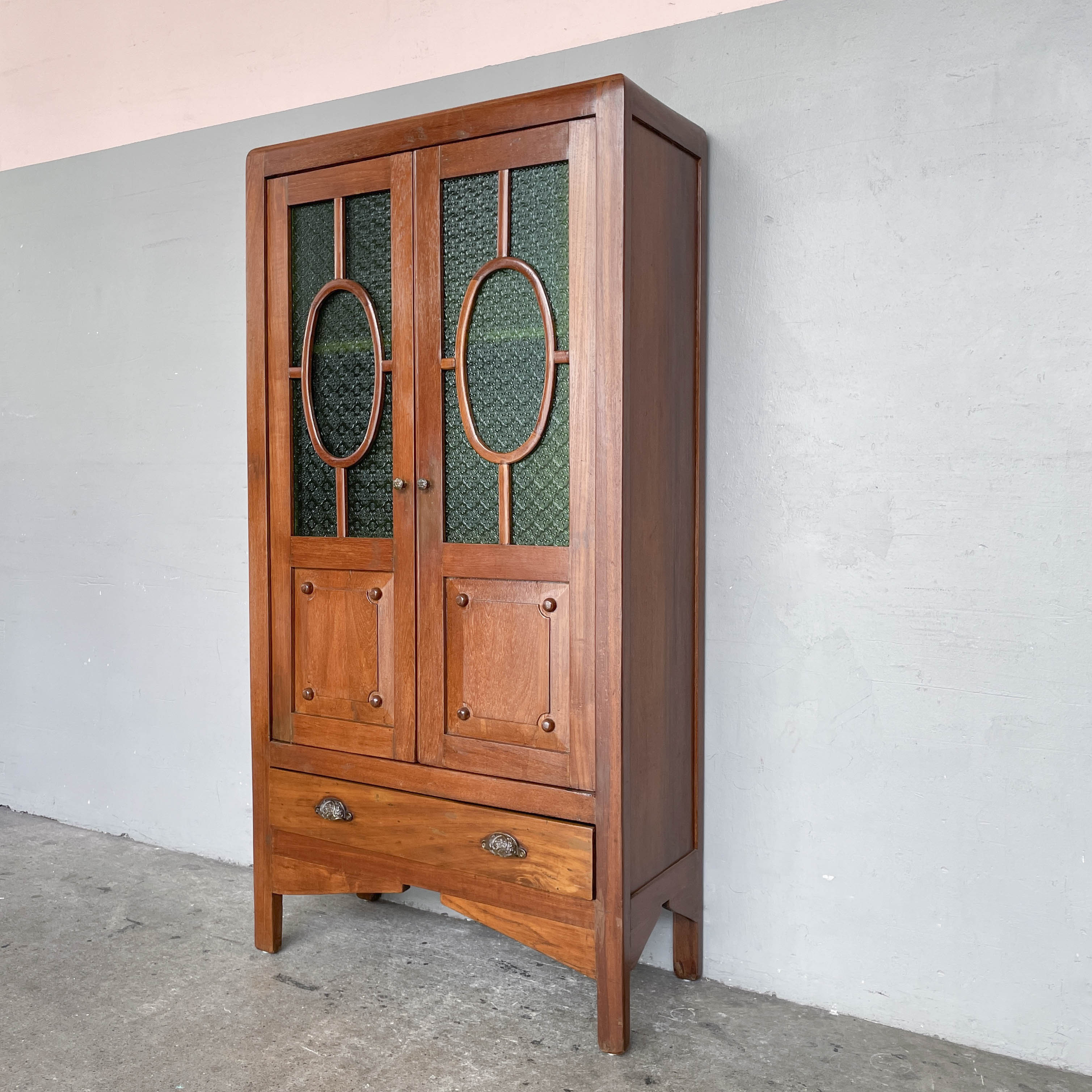 Refurbished Art Deco-Style Stained Glass Cabinet