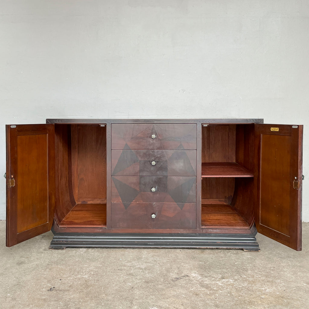 Vintage Sideboard with Geometric Marquetry