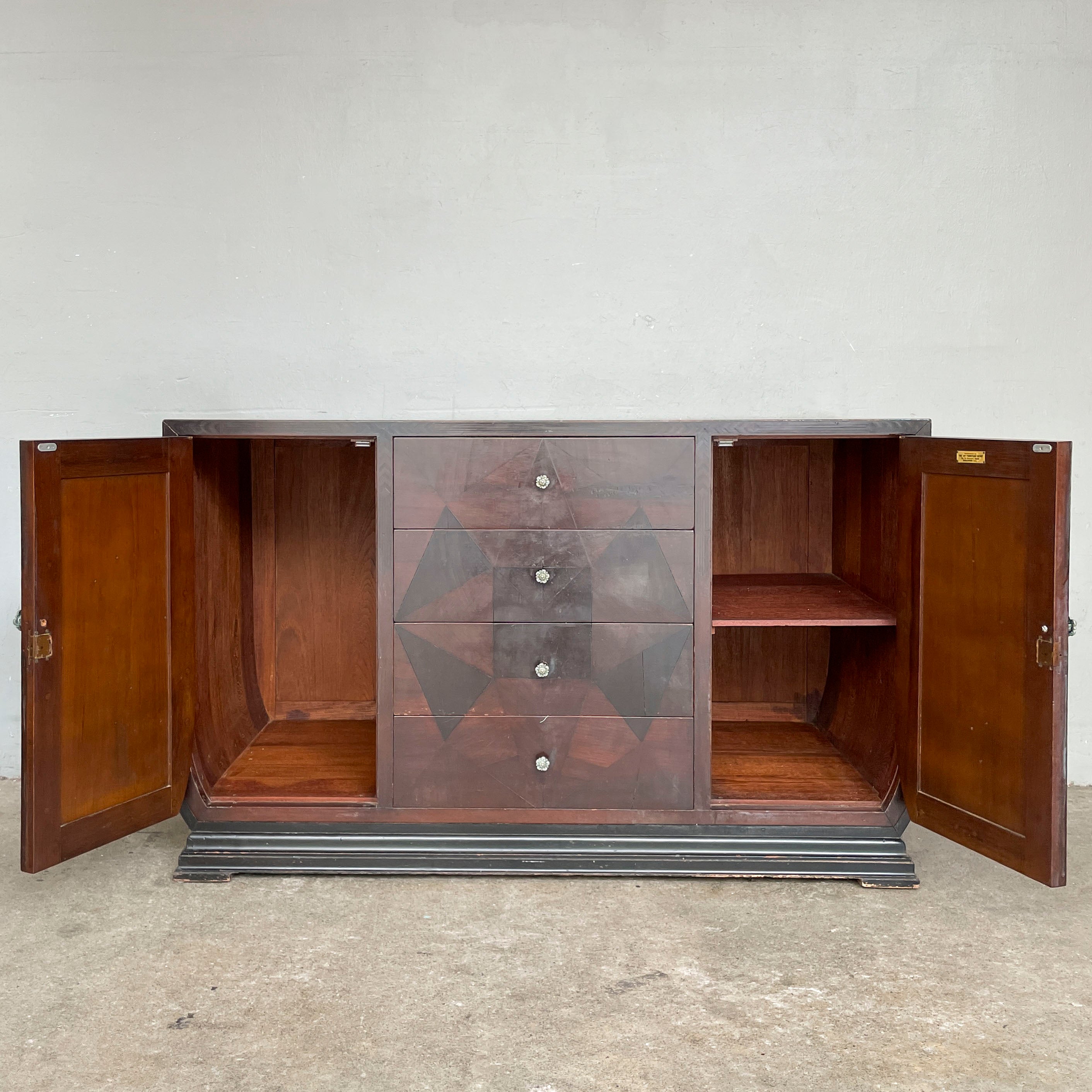 Vintage Sideboard with Geometric Marquetry
