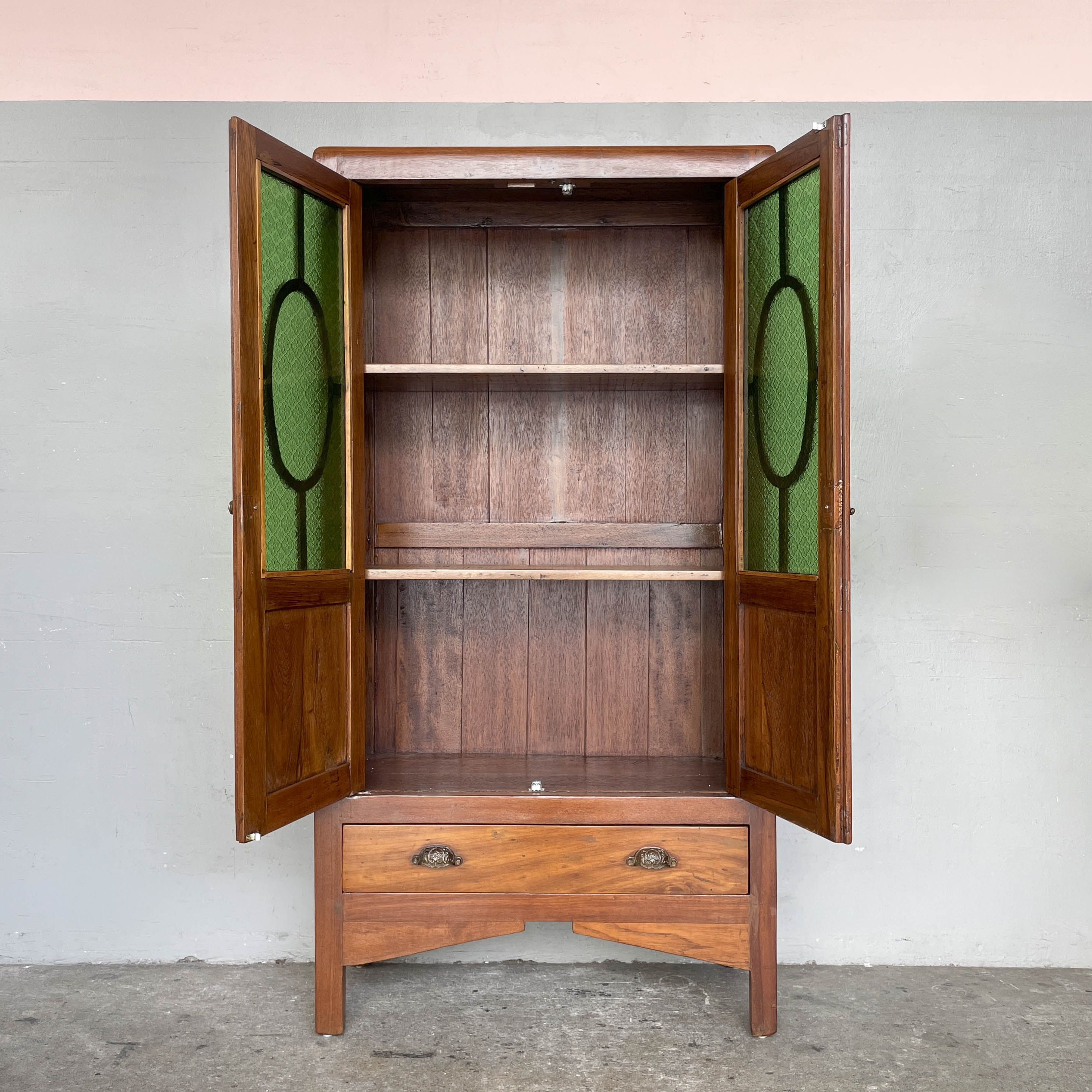 Refurbished Art Deco-Style Stained Glass Cabinet