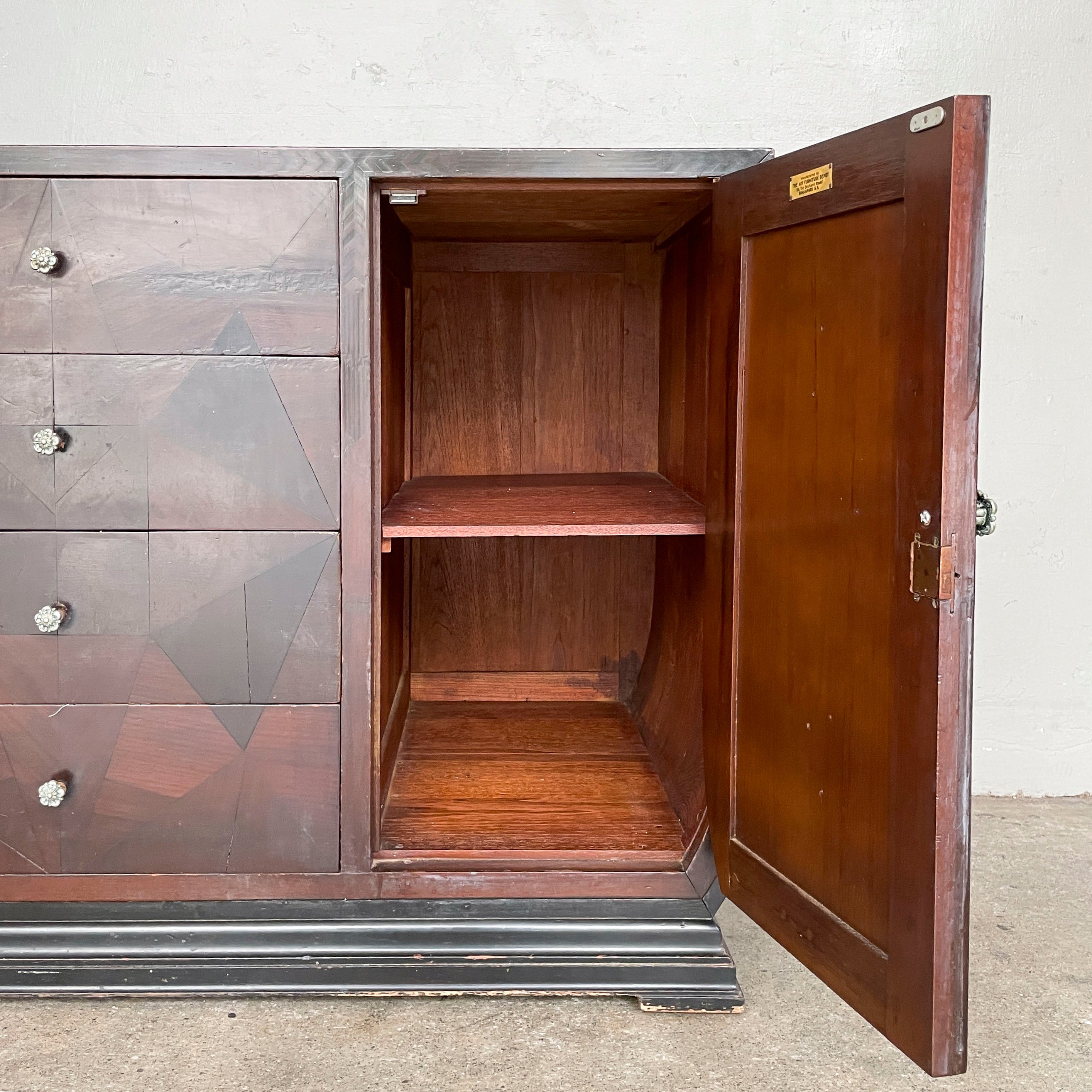 Vintage Sideboard with Geometric Marquetry