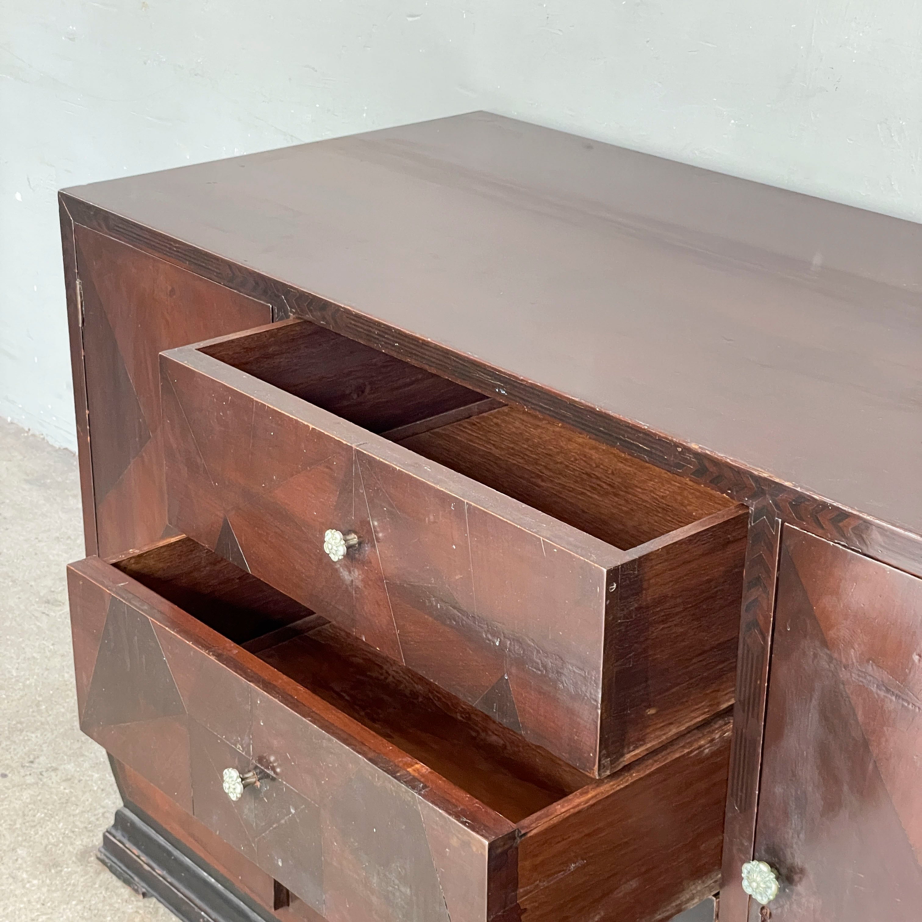 Vintage Sideboard with Geometric Marquetry