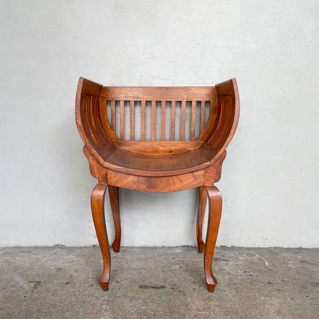 Curved Teak Slatted Armchair