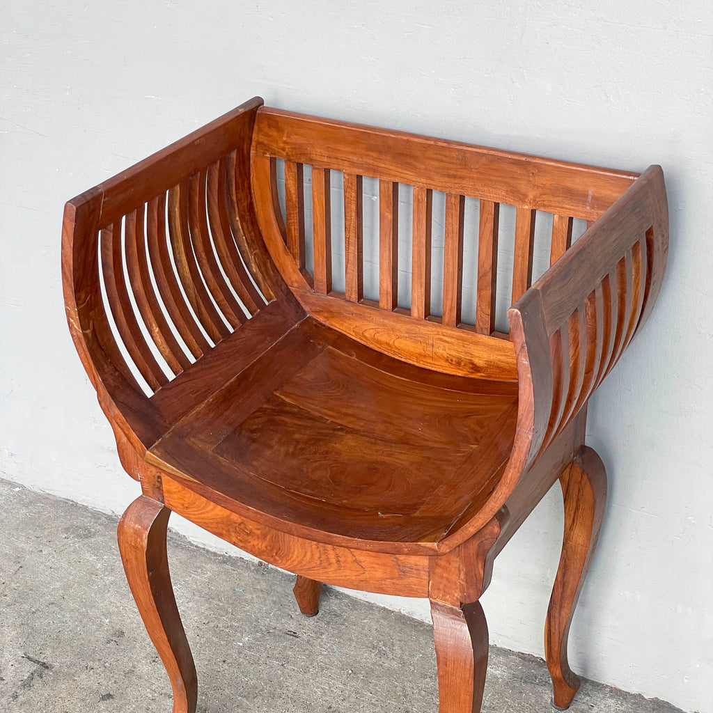 Curved Teak Slatted Armchair