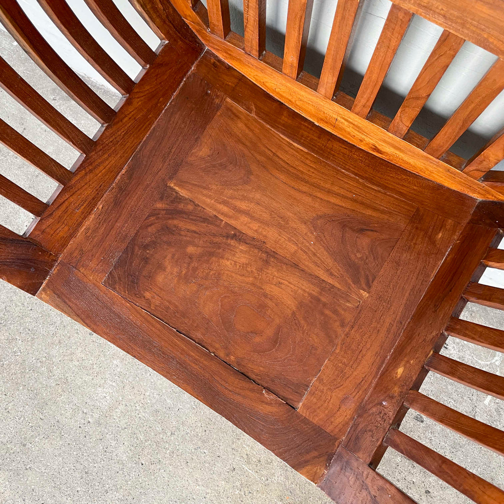 Curved Teak Slatted Armchair