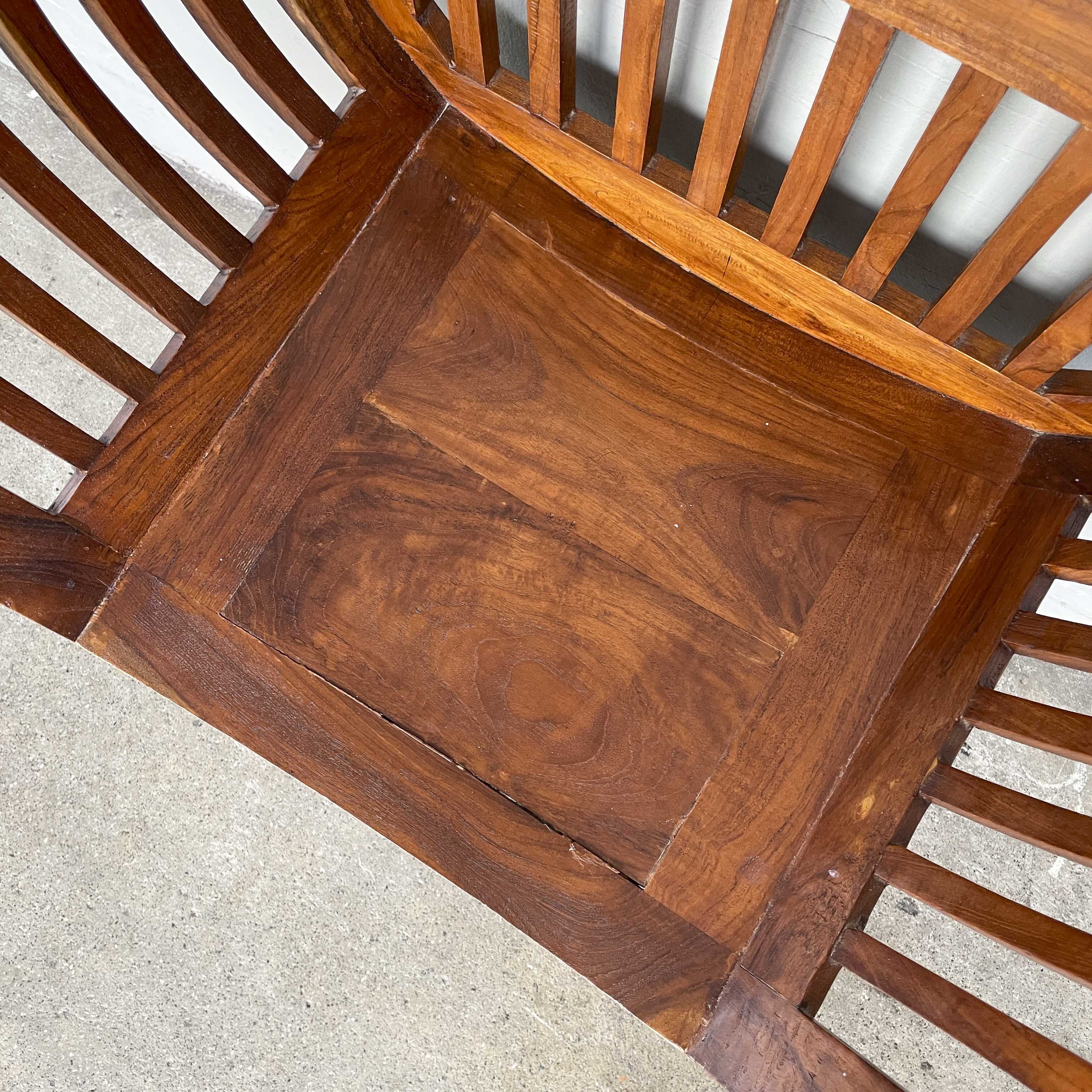 Curved Teak Slatted Armchair