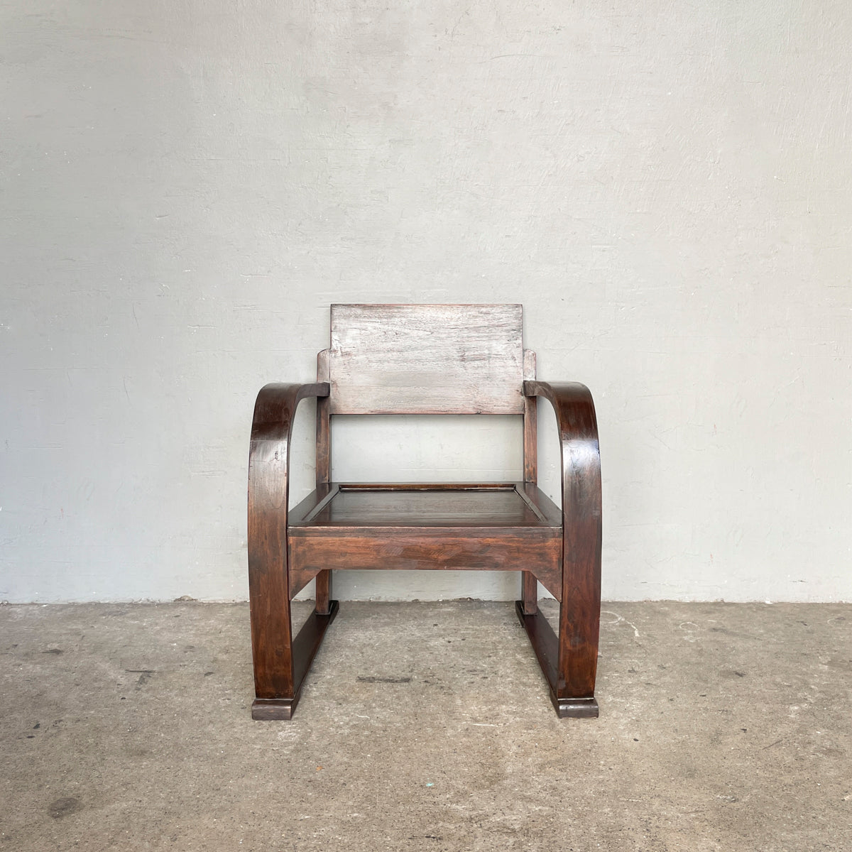 Rustic Curved Arm Wooden Armchair