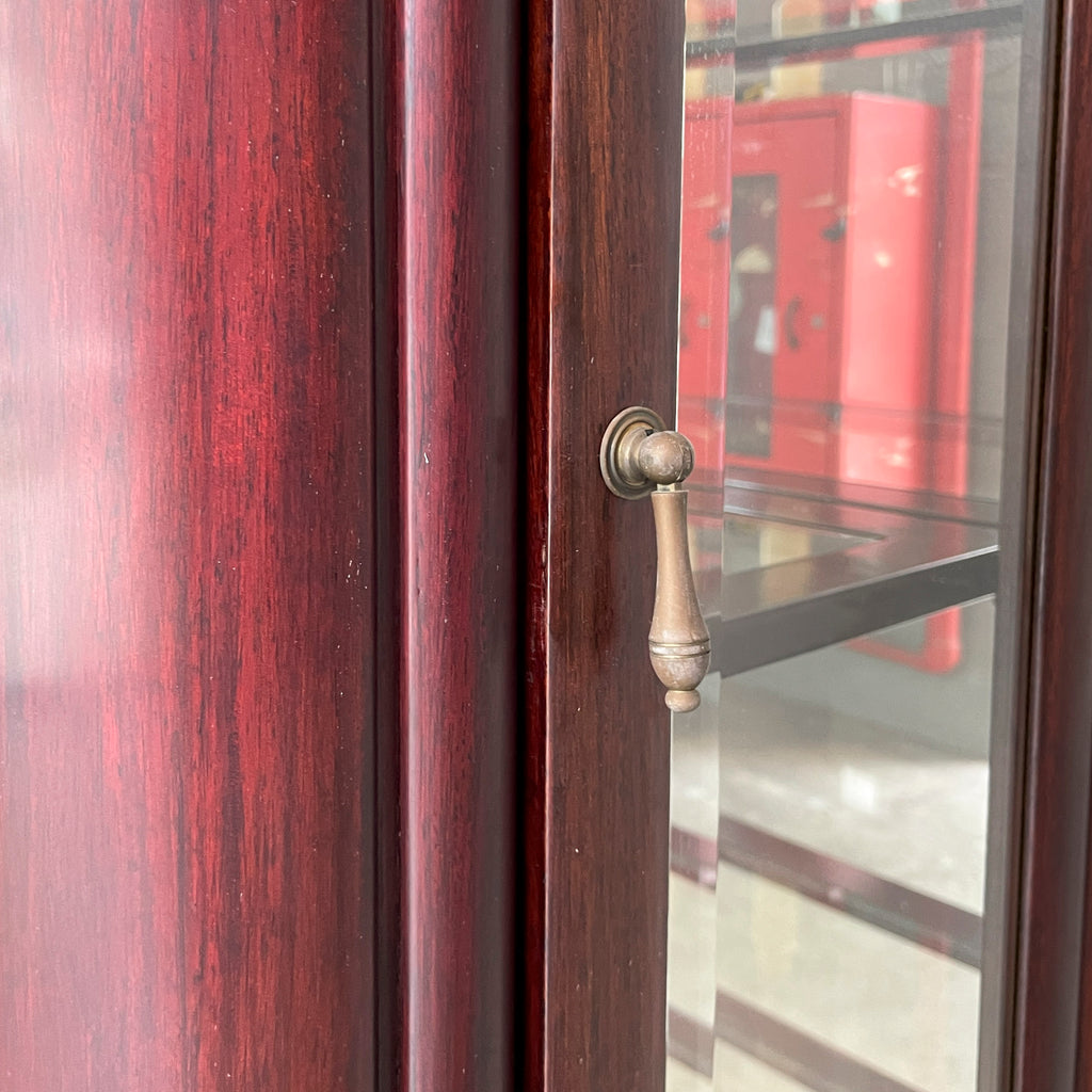 Tall Rosewood Glass Display Cabinet with Lighting