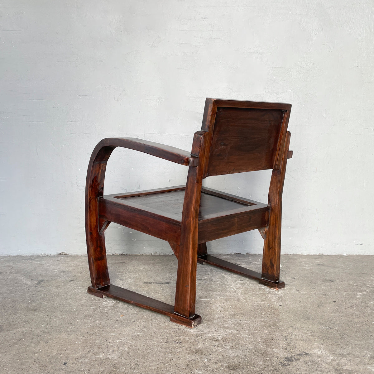 Rustic Curved Arm Wooden Armchair