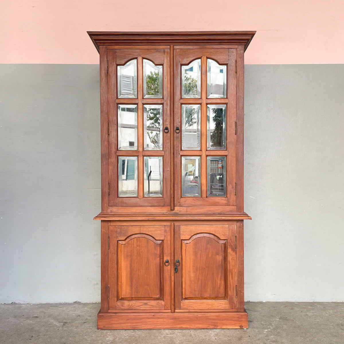 Two-Tier Teak Display Cabinet
