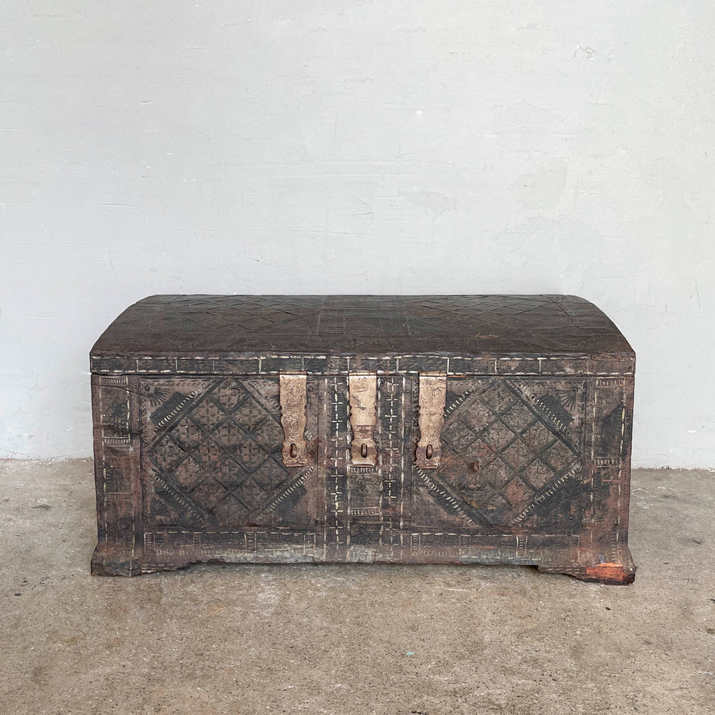 Vintage Embossed Metal Chest Trunk