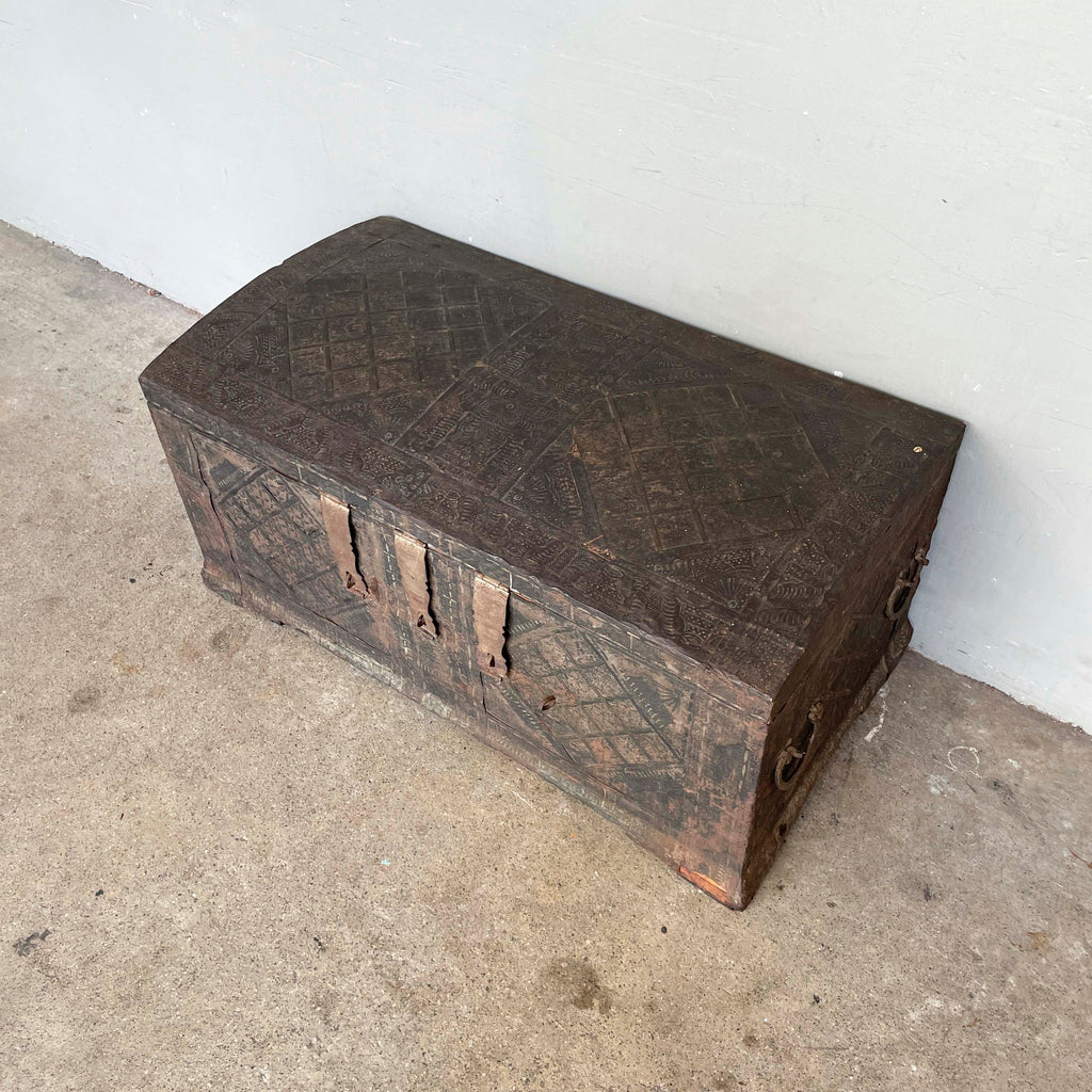 Vintage Embossed Metal Chest Trunk
