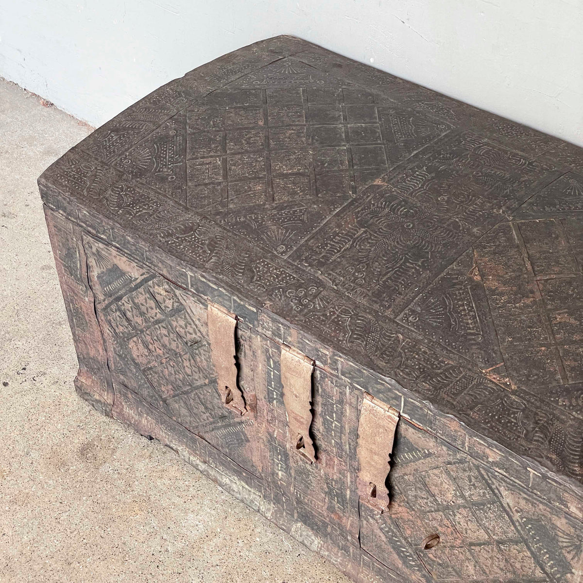 Vintage Embossed Metal Chest Trunk