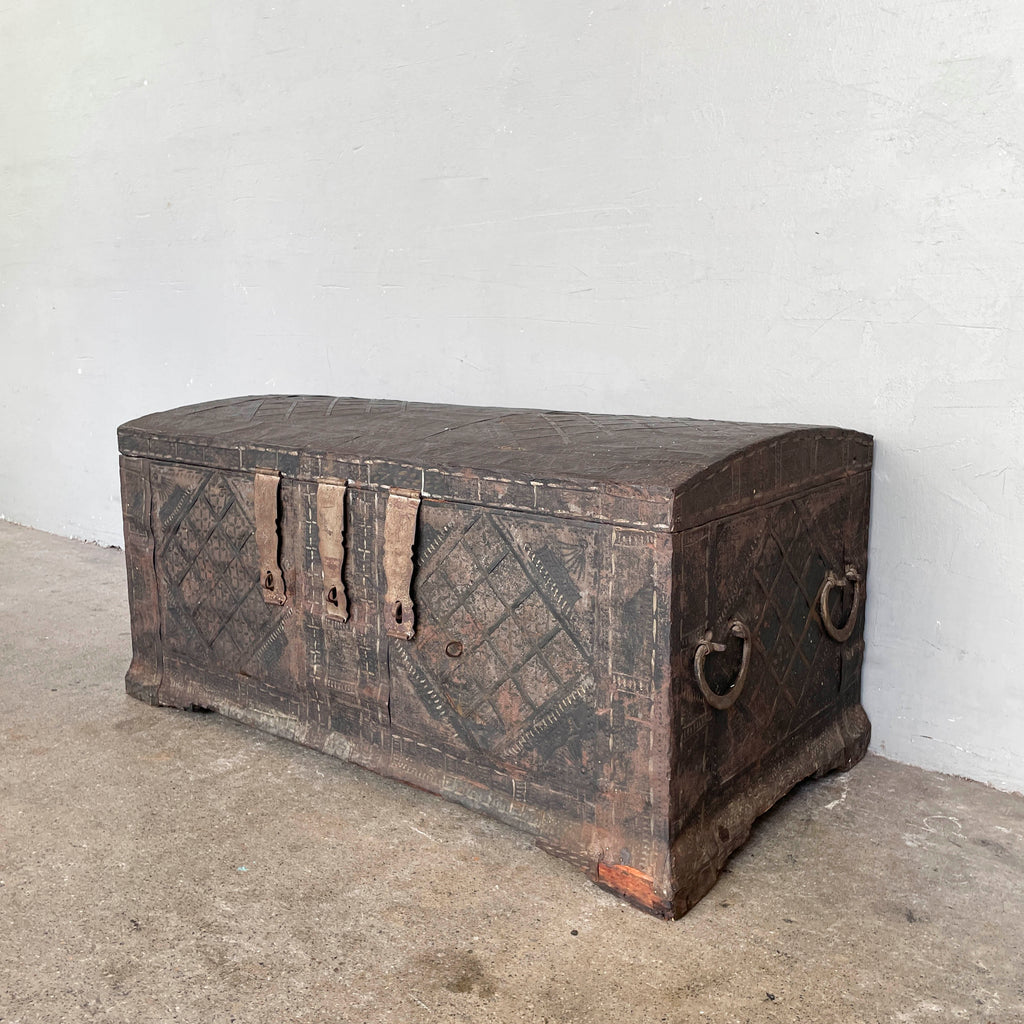Vintage Embossed Metal Chest Trunk