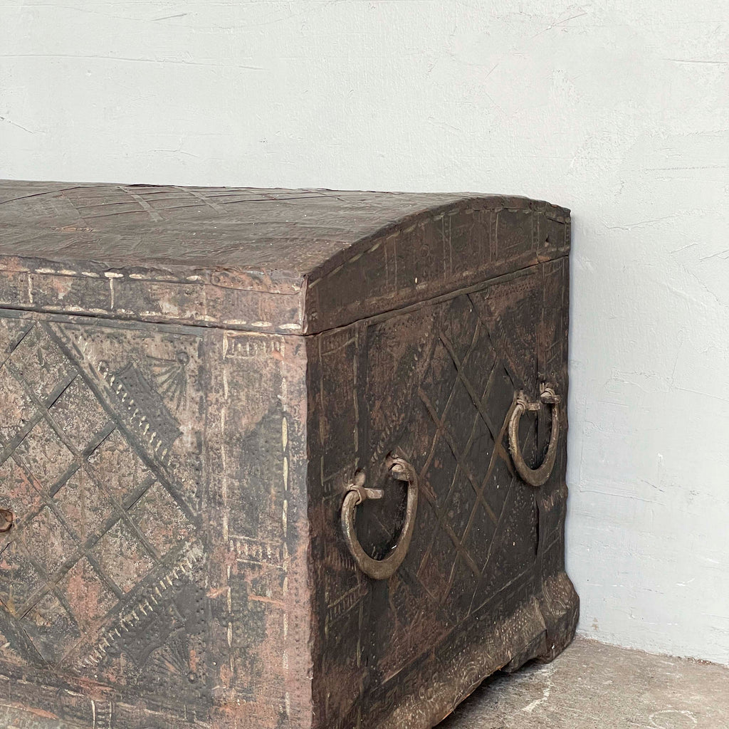 Vintage Embossed Metal Chest Trunk