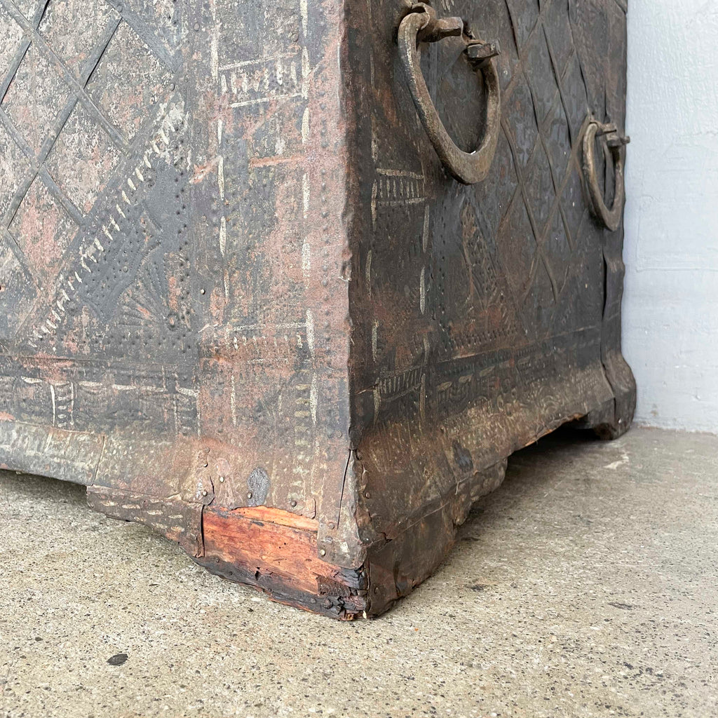 Vintage Embossed Metal Chest Trunk