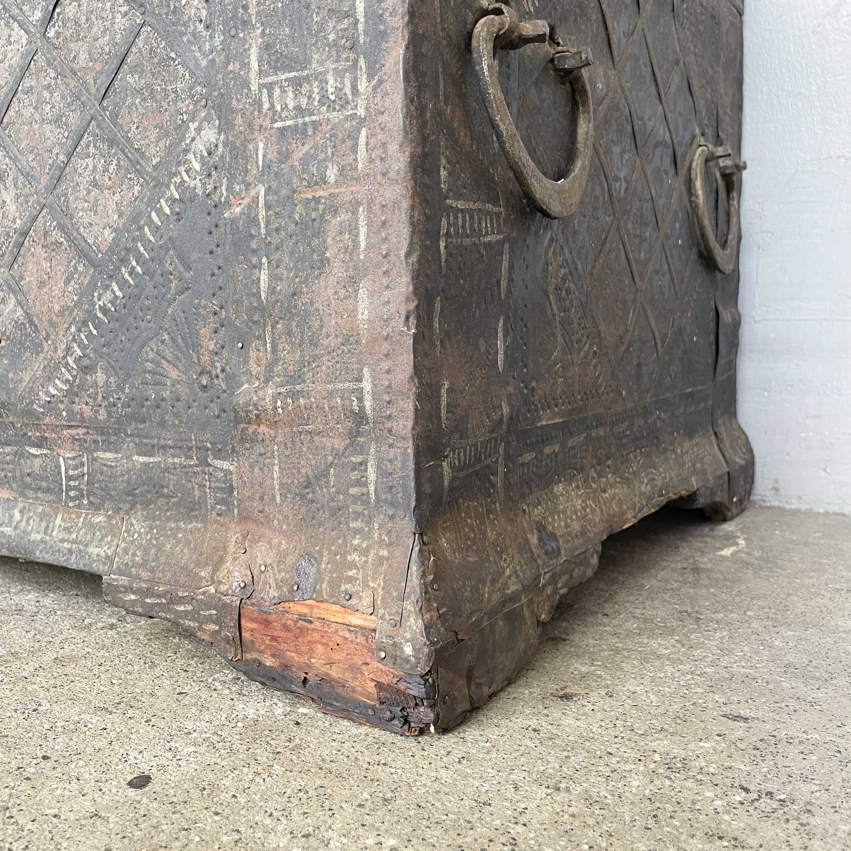 Vintage Embossed Metal Chest Trunk
