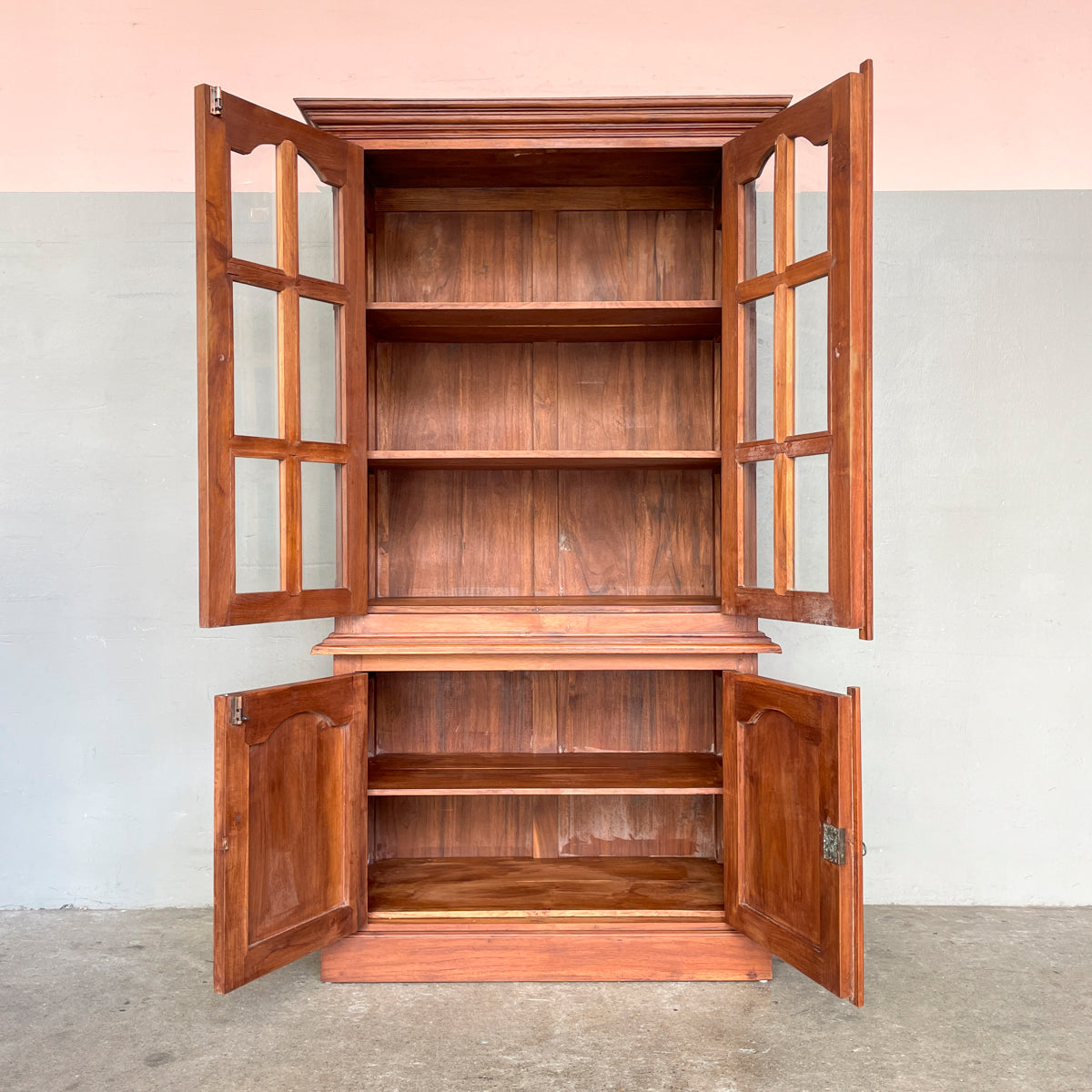 Two-Tier Teak Display Cabinet