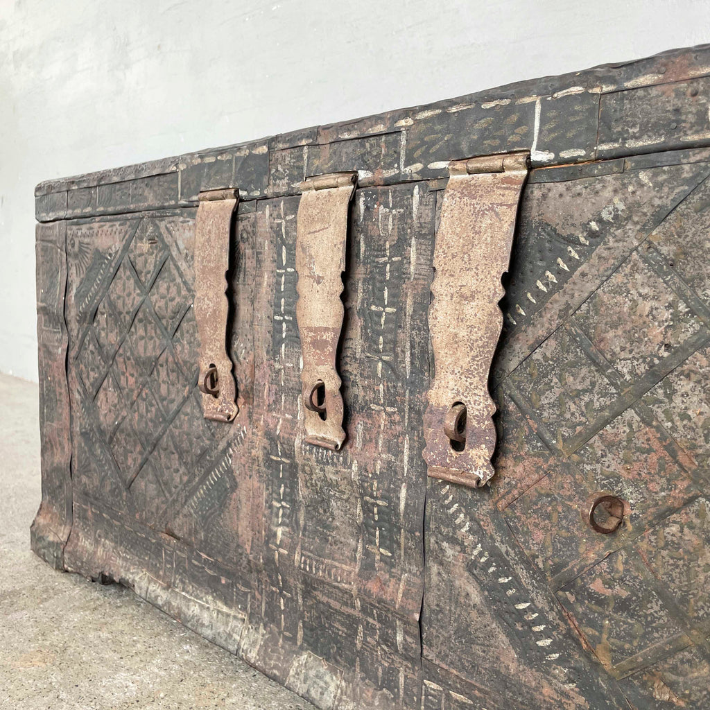 Vintage Embossed Metal Chest Trunk