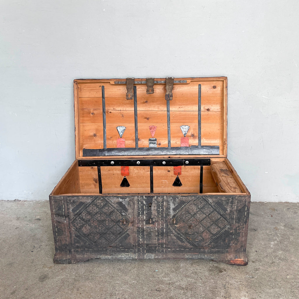 Vintage Embossed Metal Chest Trunk