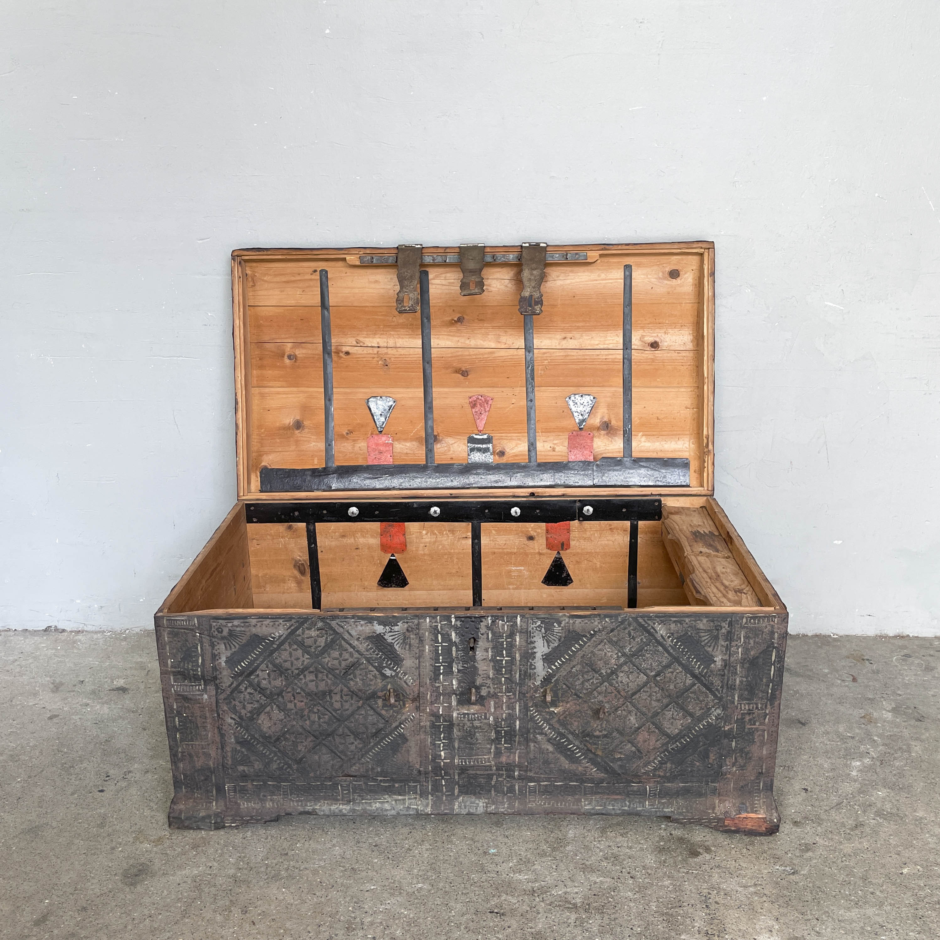 Vintage Embossed Metal Chest Trunk