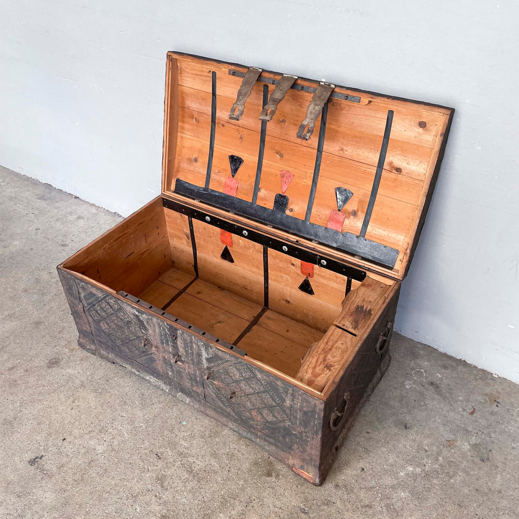 Vintage Embossed Metal Chest Trunk