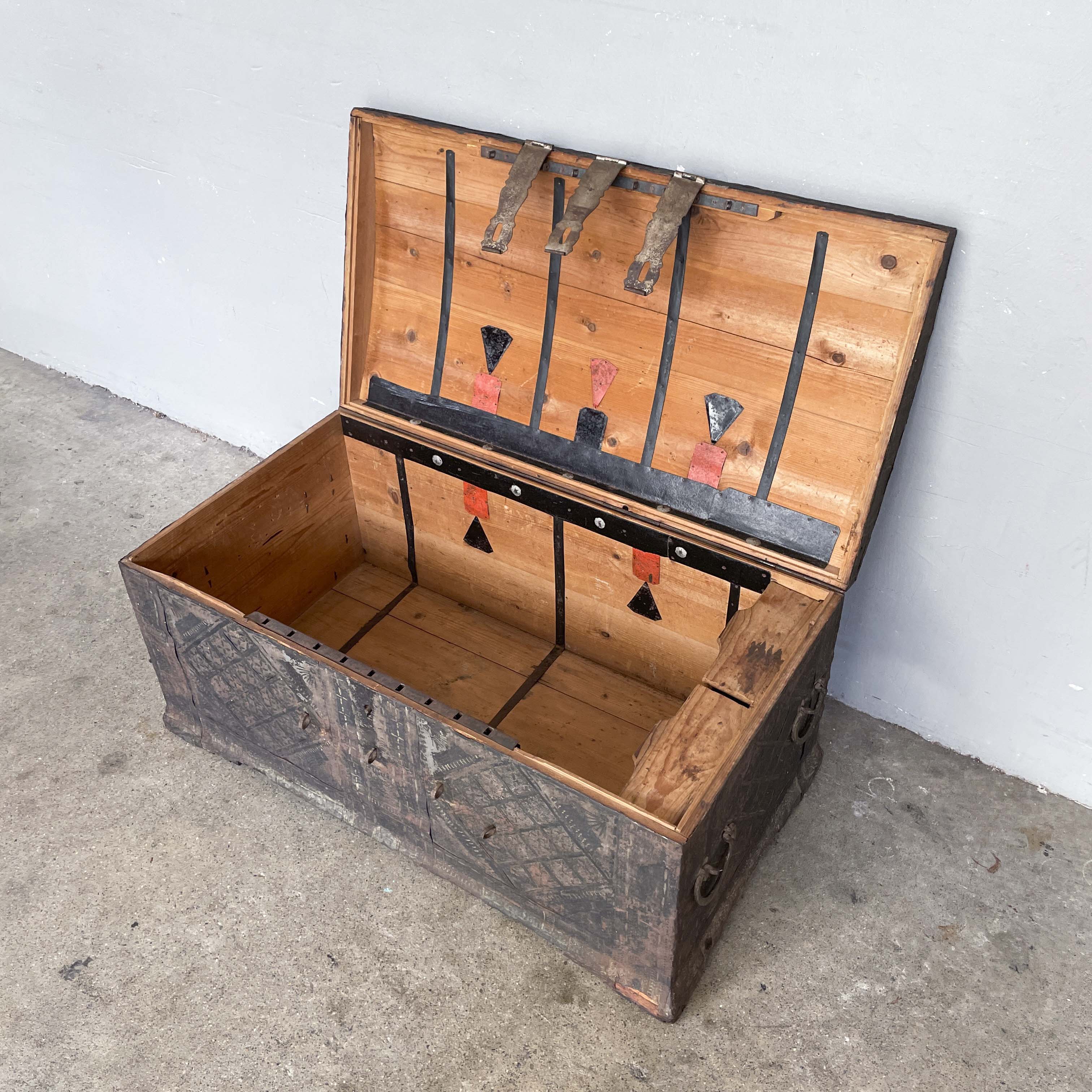 Vintage Embossed Metal Chest Trunk