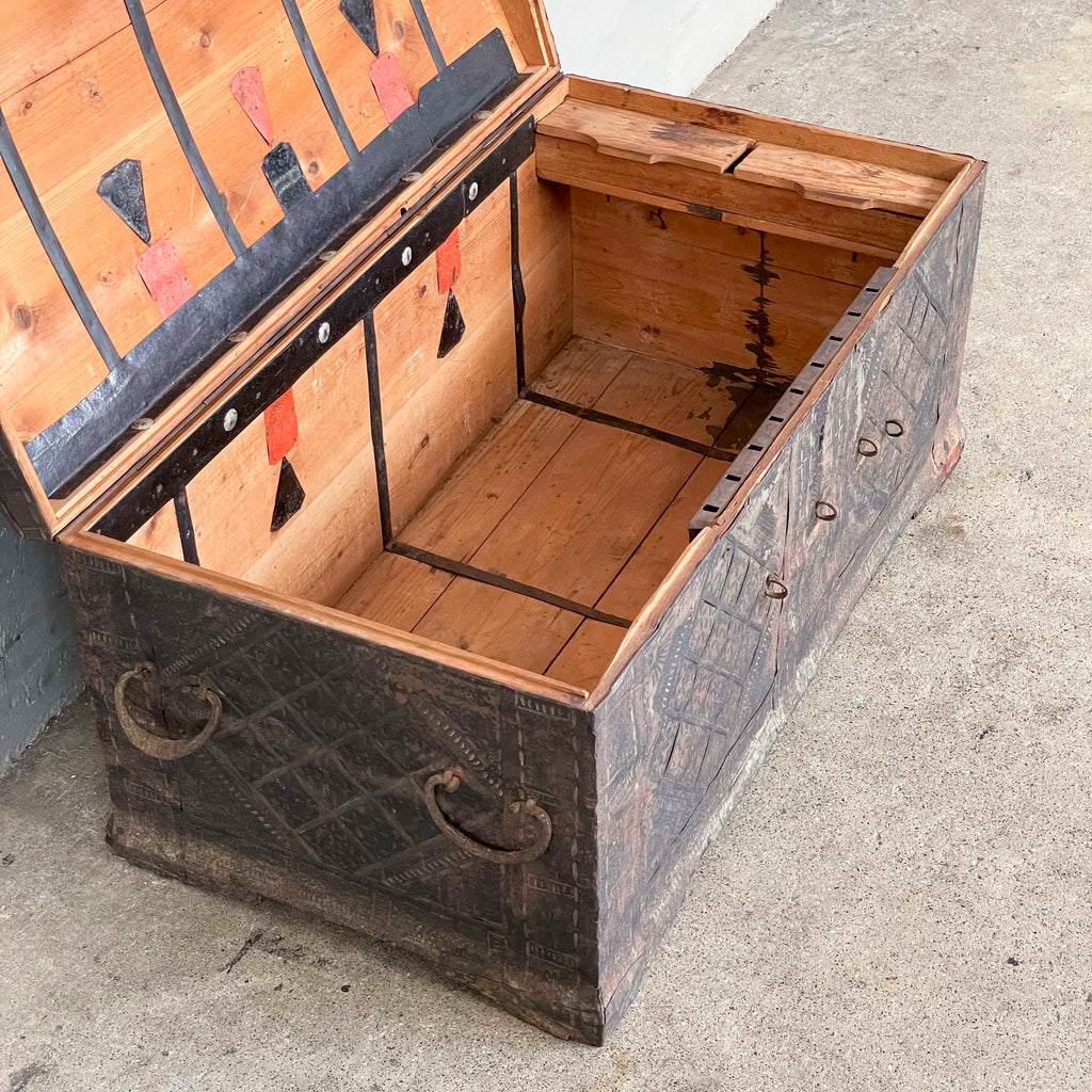 Vintage Embossed Metal Chest Trunk