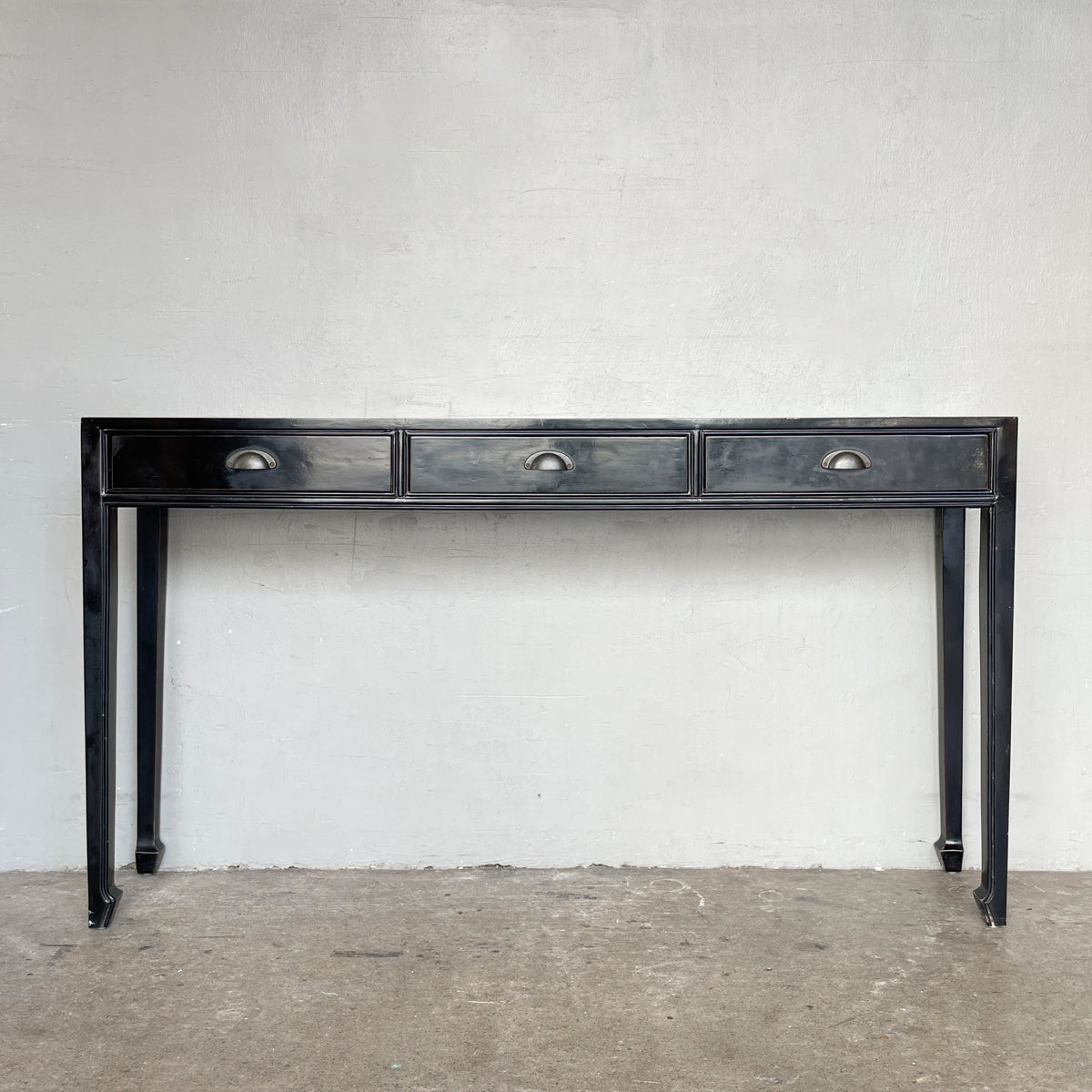 Slim Black Elm Console Table (3 Drawers)