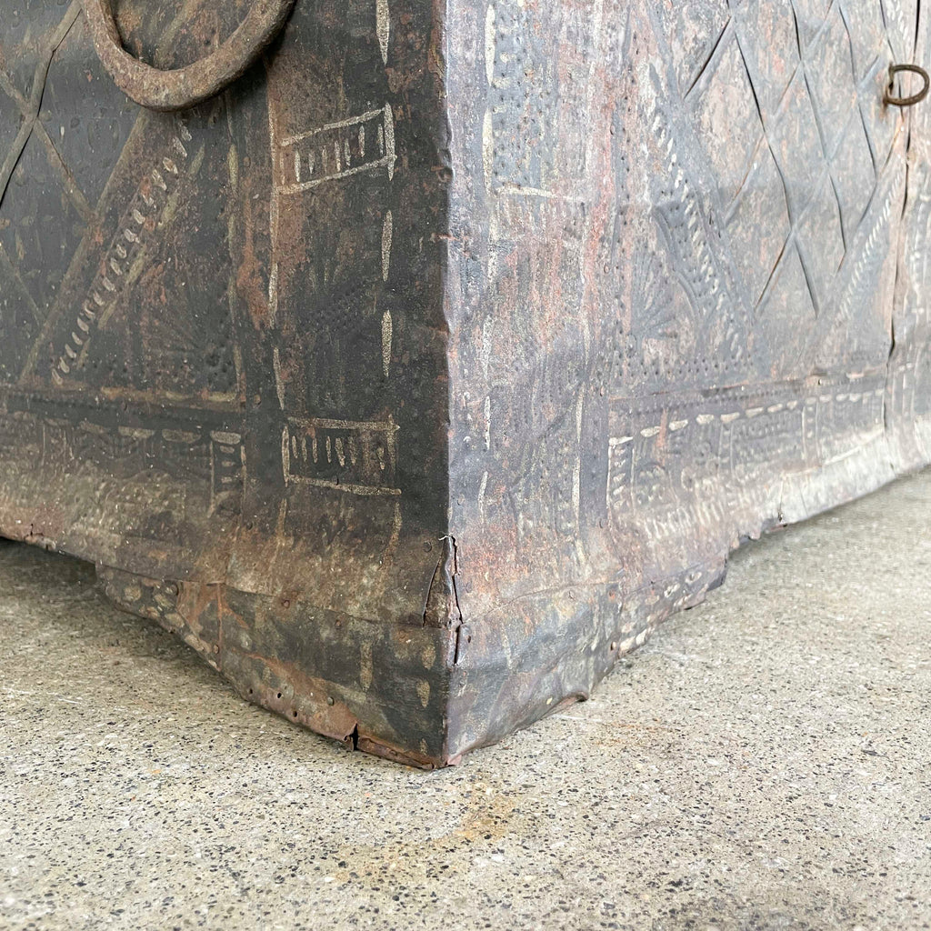 Vintage Embossed Metal Chest Trunk