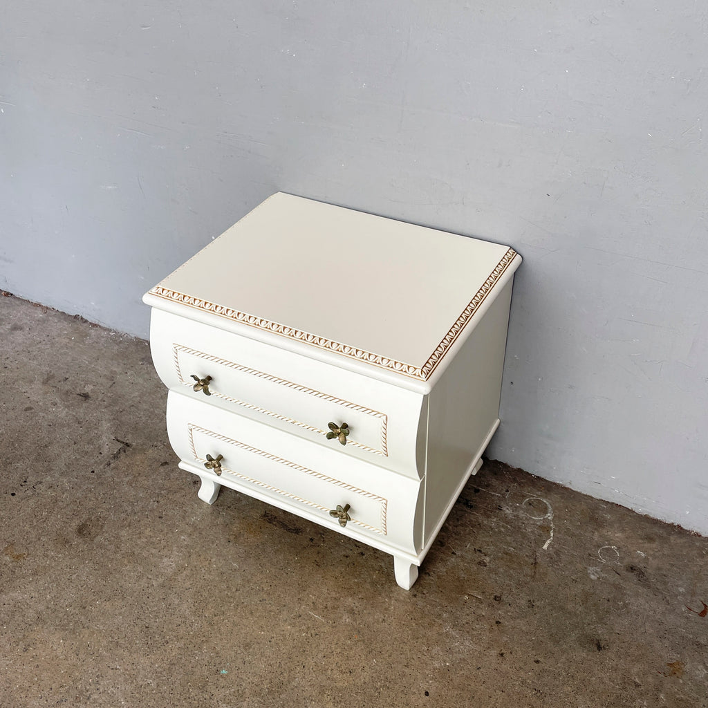 Vintage Ivory Side Table with Floral Knobs