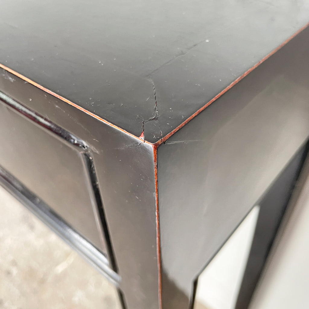 Slim Black Elm Console Table (3 Drawers)