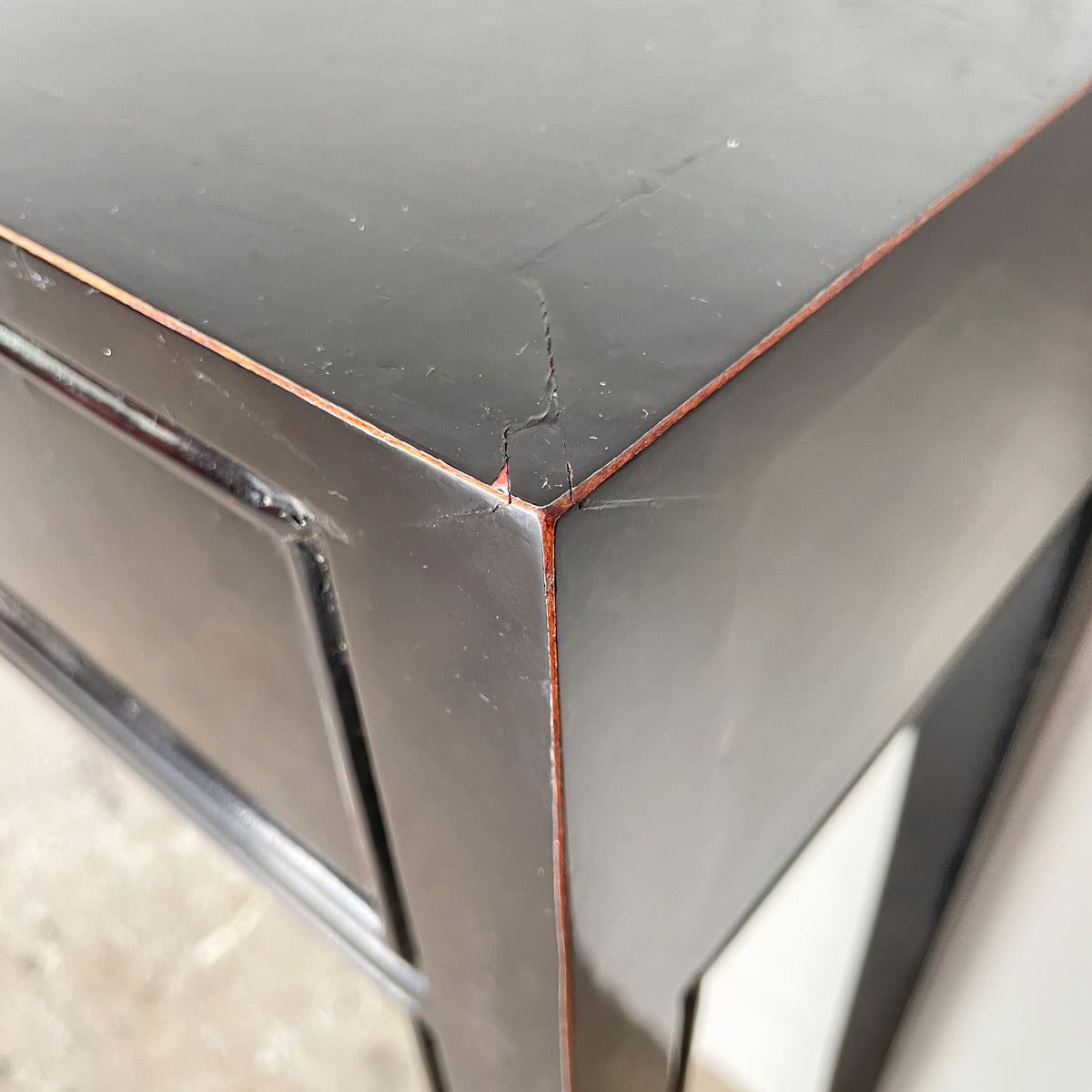 Slim Black Elm Console Table (3 Drawers)