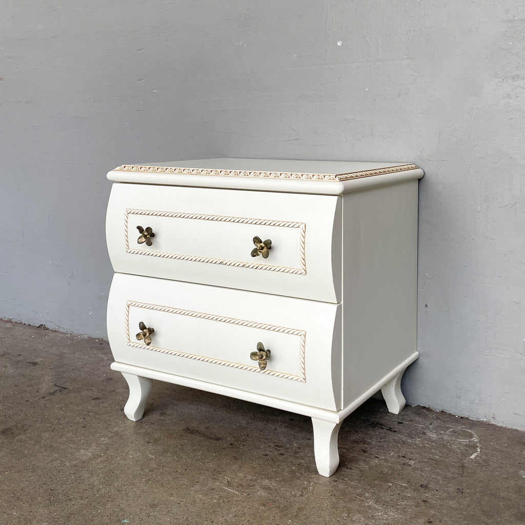 Vintage Ivory Side Table with Floral Knobs