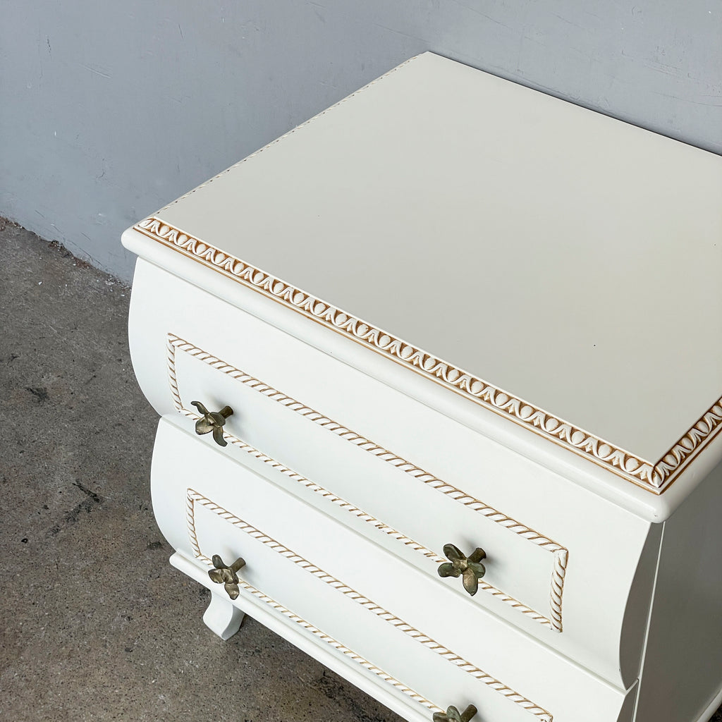 Vintage Ivory Side Table with Floral Knobs