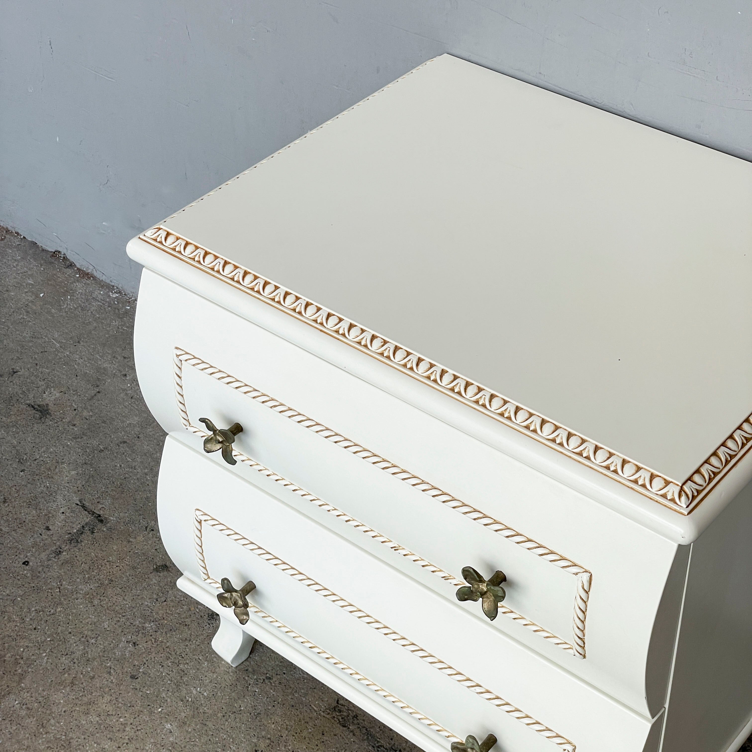 Vintage Ivory Side Table with Floral Knobs
