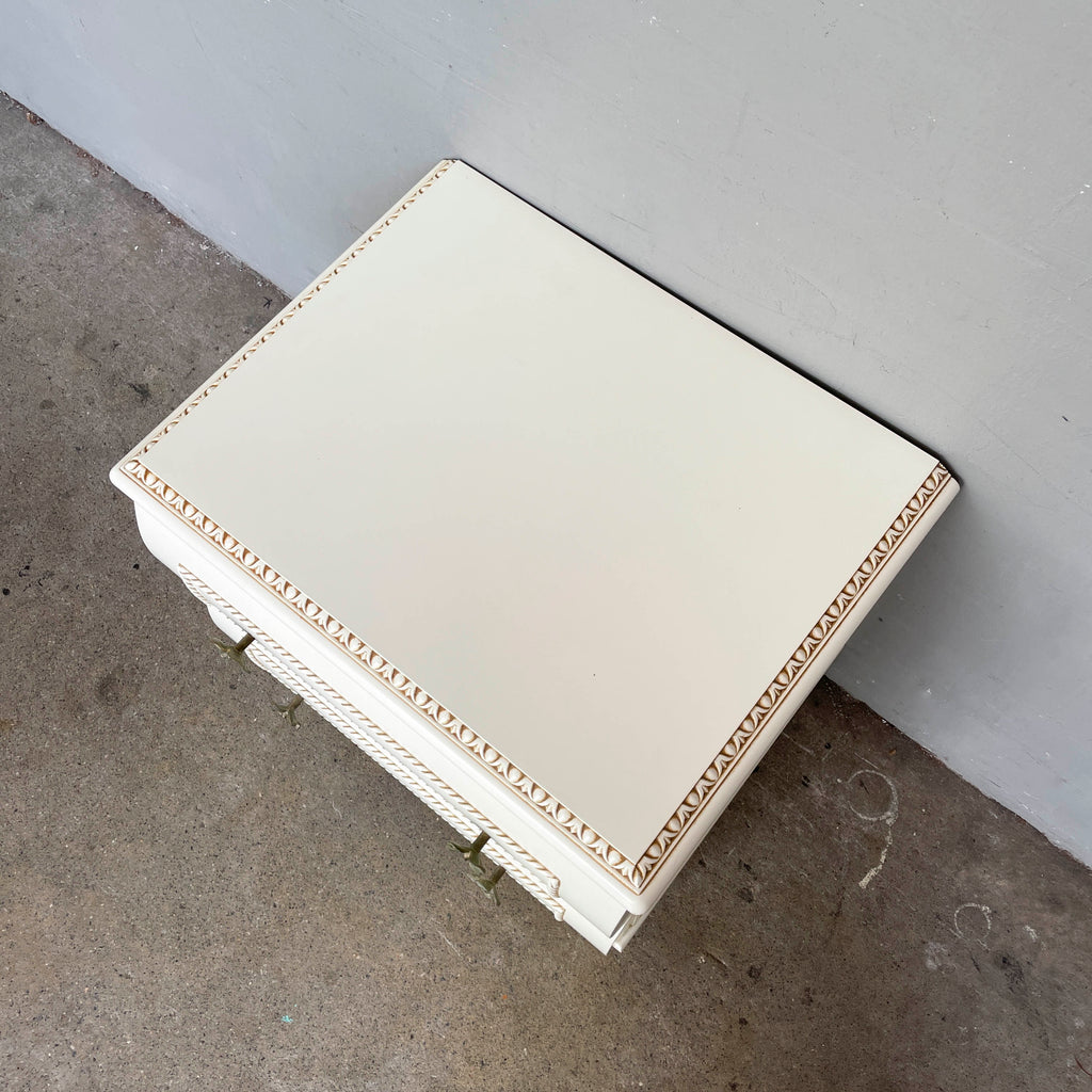 Vintage Ivory Side Table with Floral Knobs