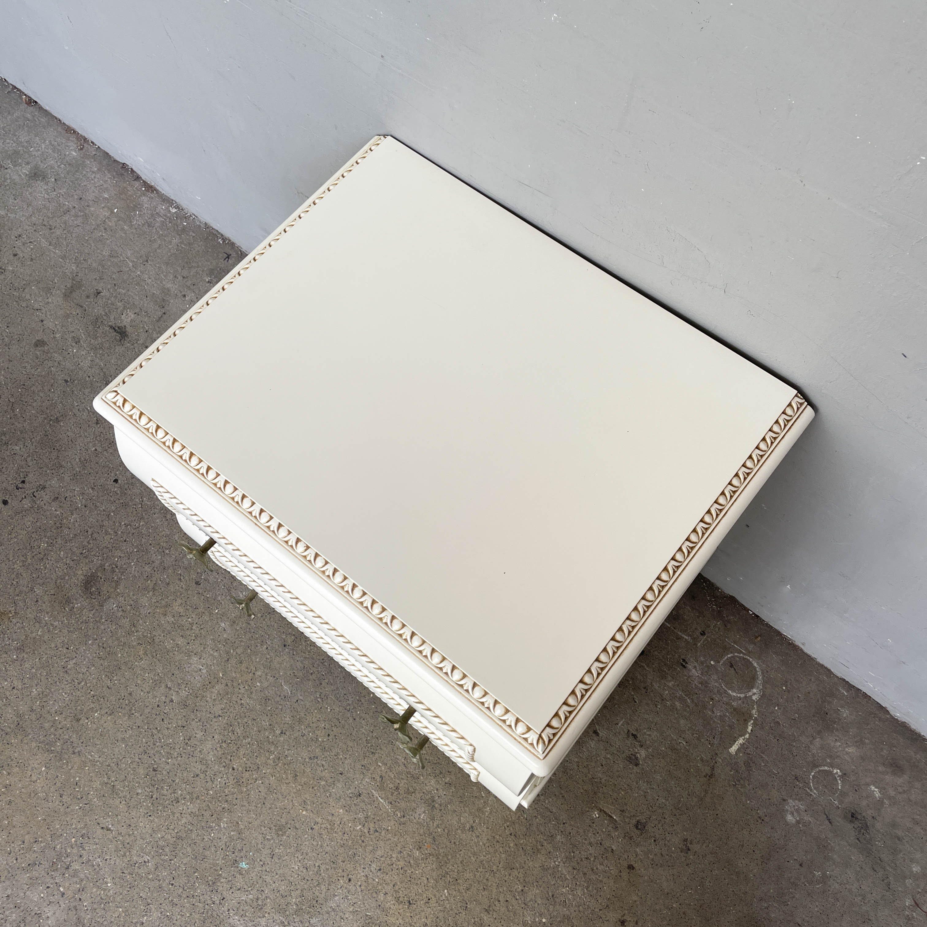 Vintage Ivory Side Table with Floral Knobs
