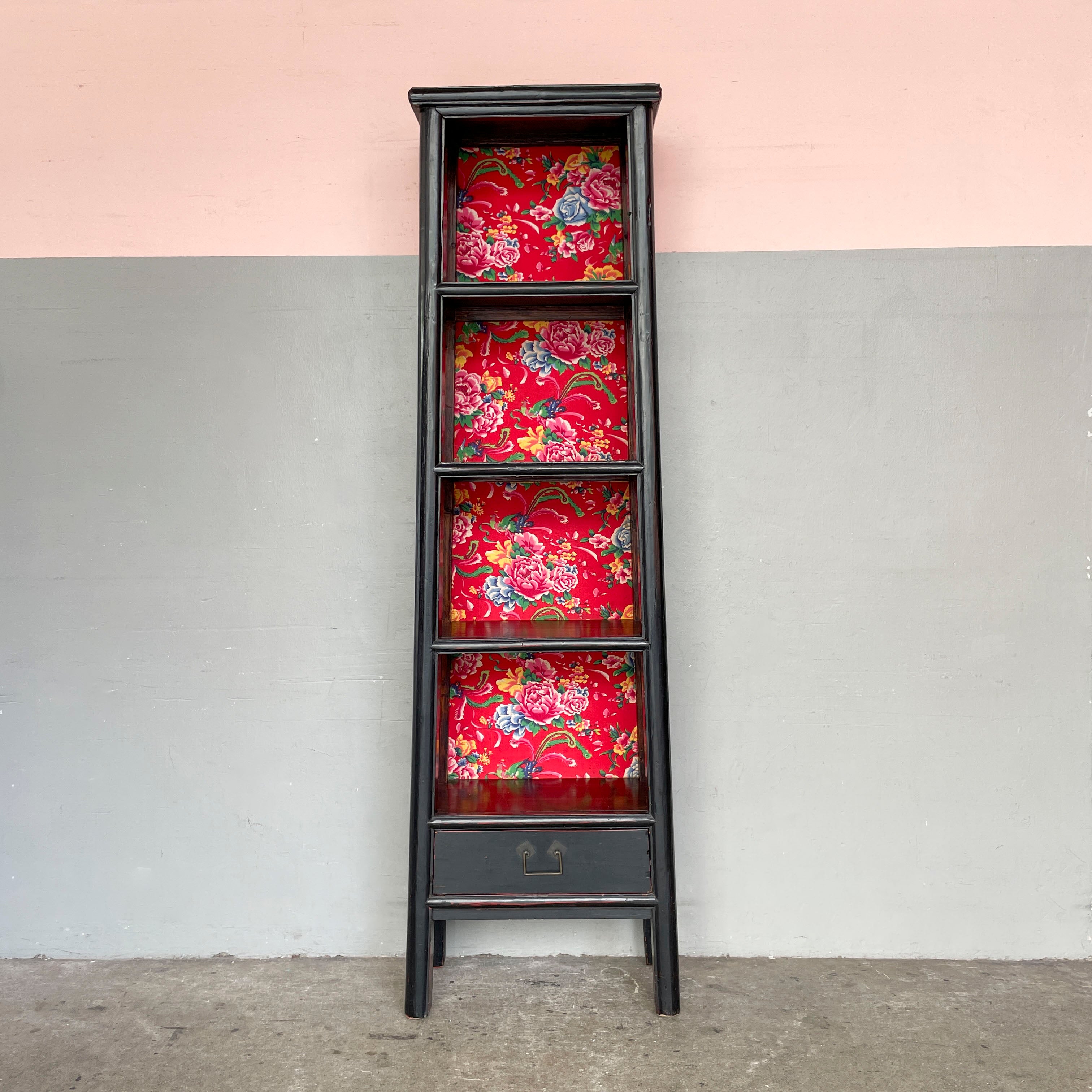Black Elm Shelf with Fabric Backing (1-Column)