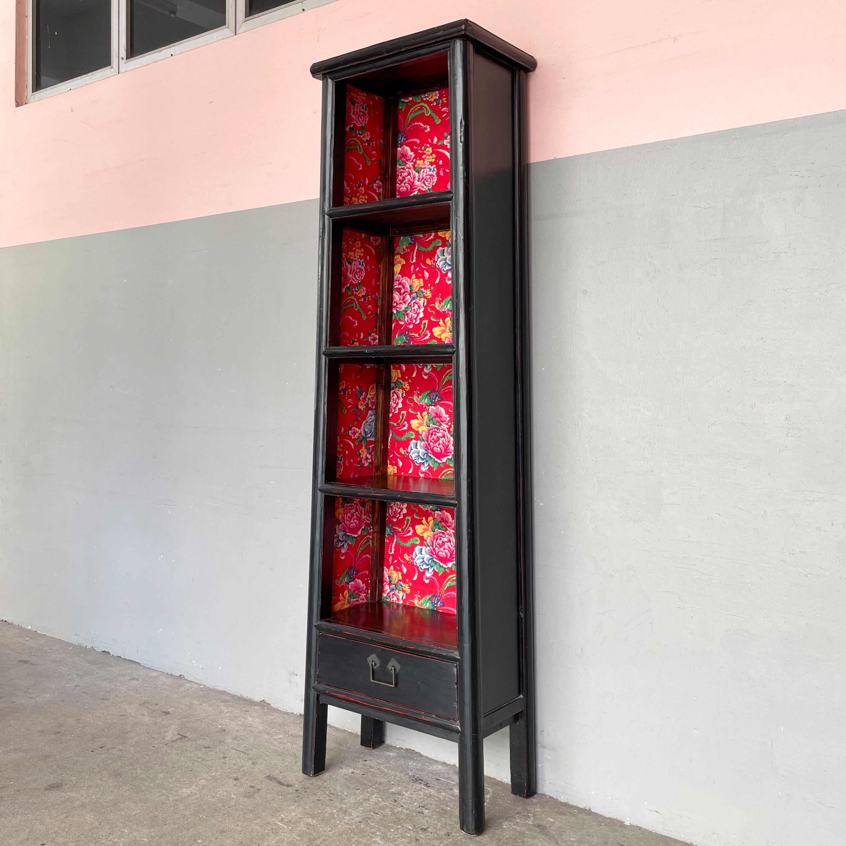 Black Elm Shelf with Fabric Backing (1-Column)