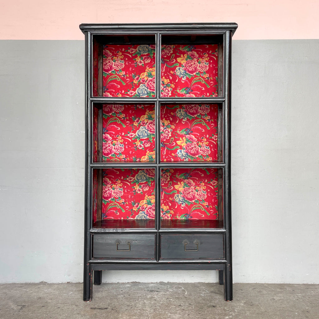 Black Elm Shelf with Fabric Backing (2-Column)
