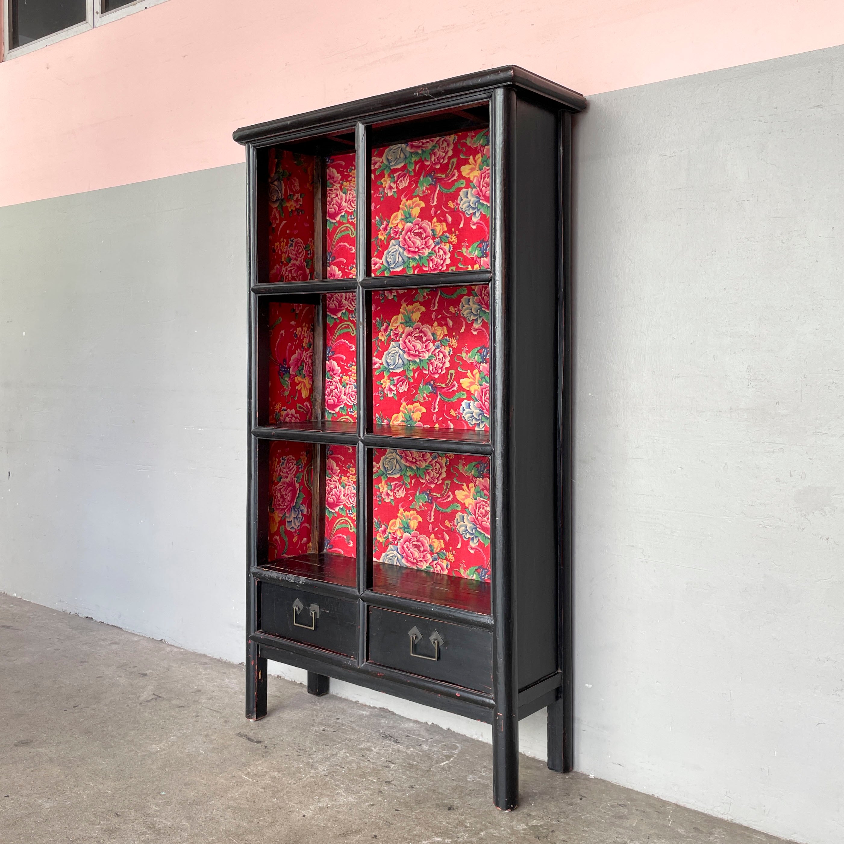 Black Elm Shelf with Fabric Backing (2-Column)