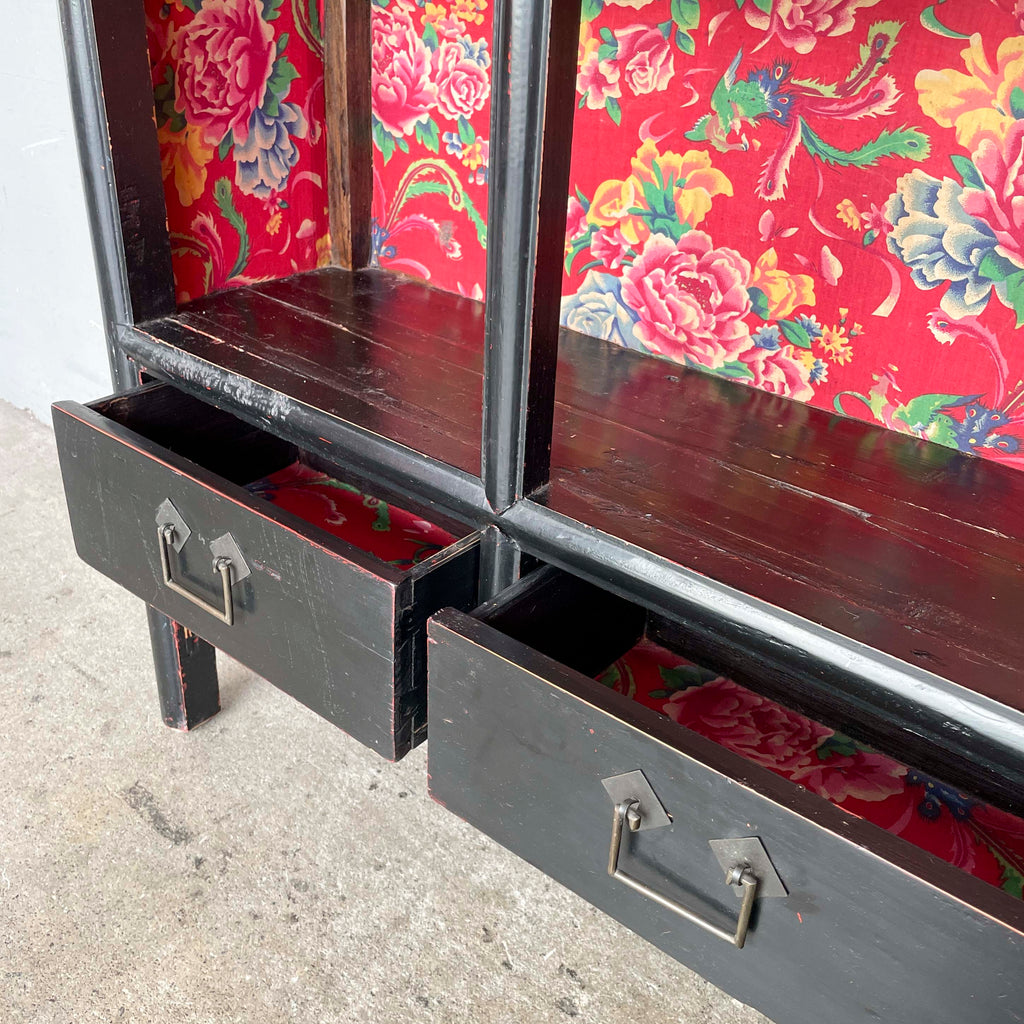 Black Elm Shelf with Fabric Backing (2-Column)