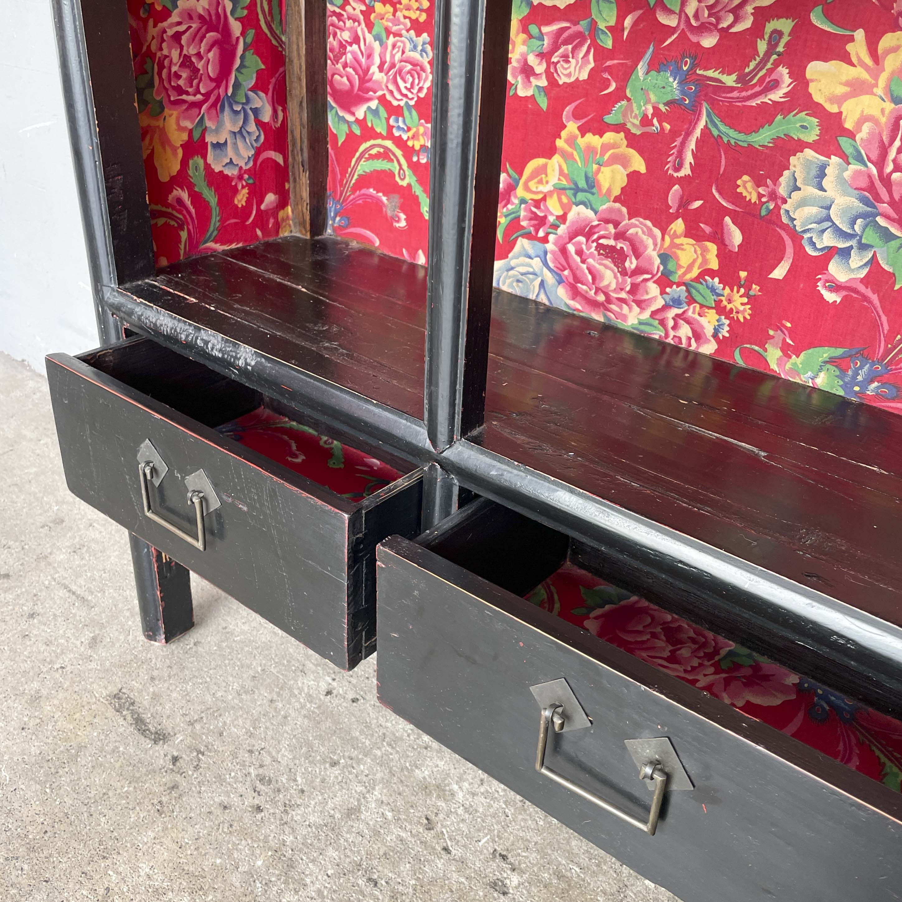 Black Elm Shelf with Fabric Backing (2-Column)